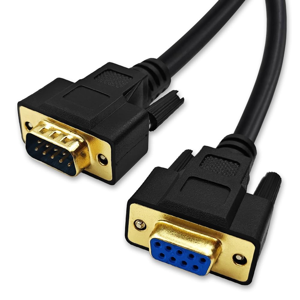 9.8 Feet(3 Meter) RS232 Null Modem Cable DB9 2 3 Cross TX RX Line Double Shielded(Metal Braiding&AL-foil) Female to Male, Black, SC902X09FM 9.8 feet(3 meter)
