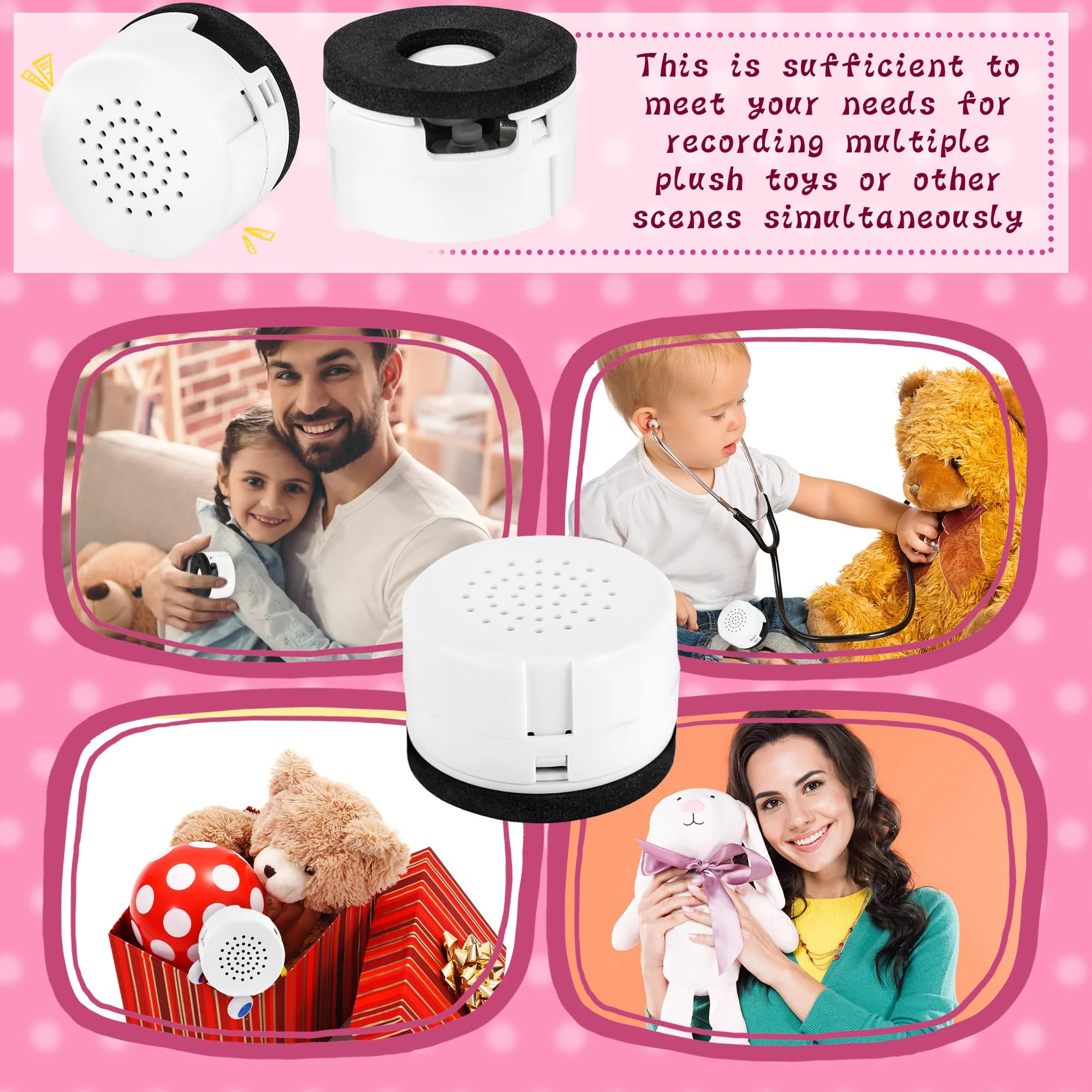 9 Pcs Voice Recorder Recordable Sound Module for Stuffed Animal Bear Doll Plush Toy Pillow Device Record Custom Message Music Recording Button Box DIY Crafts Birthday (30 Seconds) 30 Seconds - Image 4