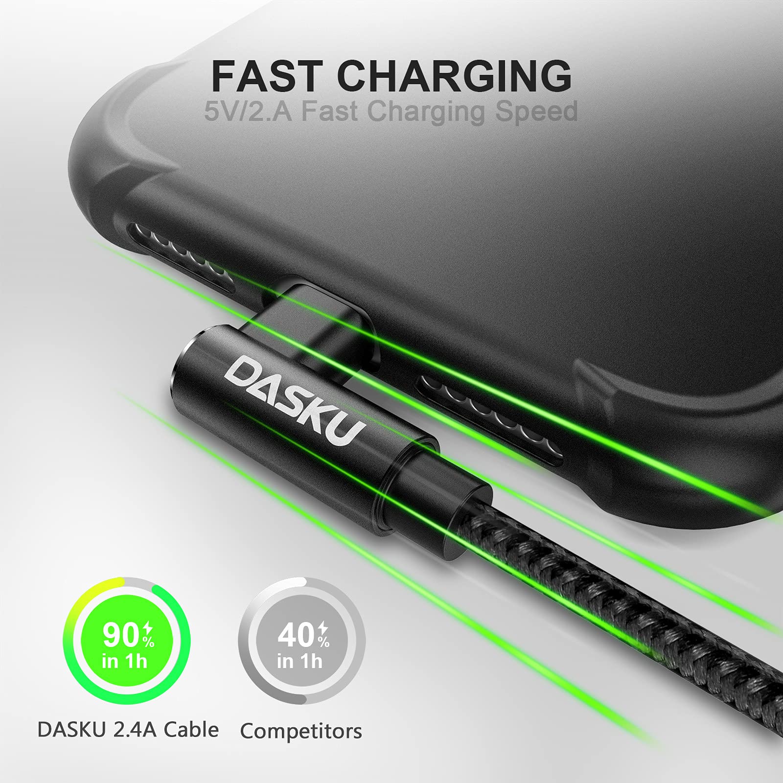 90 Degree iPhone Charging Cable 2Pack 10ft Right Angle Nylon Braided Lightning Charger Cord Compatible with iPhone 14 13 12 11 Pro Max XS XR X 8 7 6 5 Plus iPad(Black) USB-A Black - Image 2