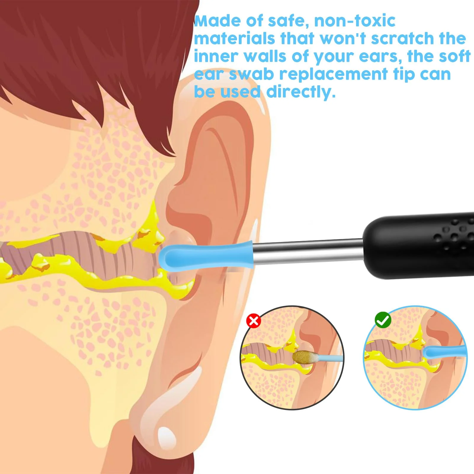 90 Pieces Silicone Ear Cleaner Head for Earwax Remover Ear Spoon Accessories for Ear Wax Removal Hearwax Remover Replacement Tip Interchangeable Tips for Ear Cleaner Smooth Soft EarCleaner Accessories - Image 5