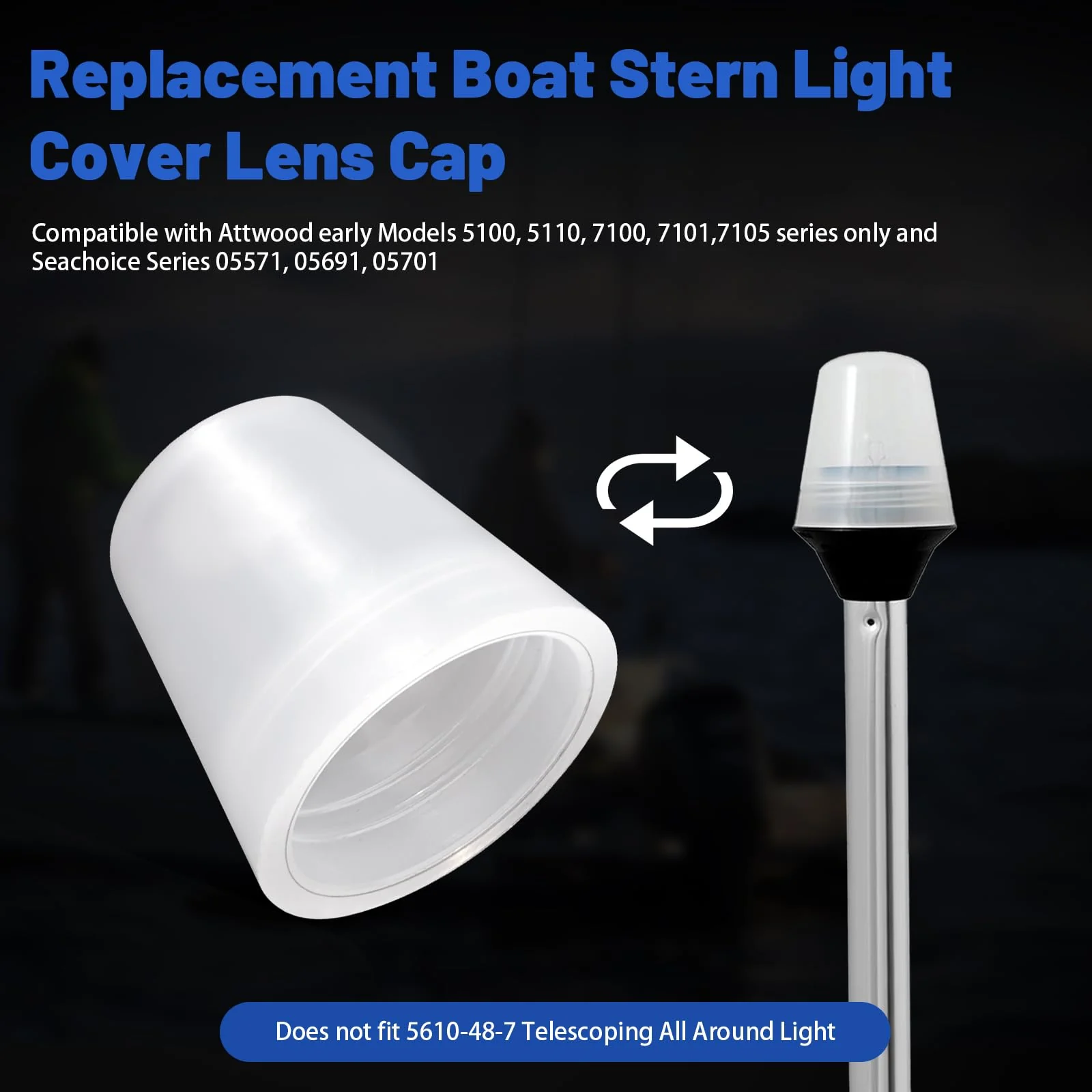 91017B7 Replacement Boat Stern Light Cover Lens Cap Compatible with Attwood Boat Anchor Light Cover, fit All-Round Light Screw-On Replacement Globe, Navigation Light Accessory Rear Boat Light Cover -2 - Image 2