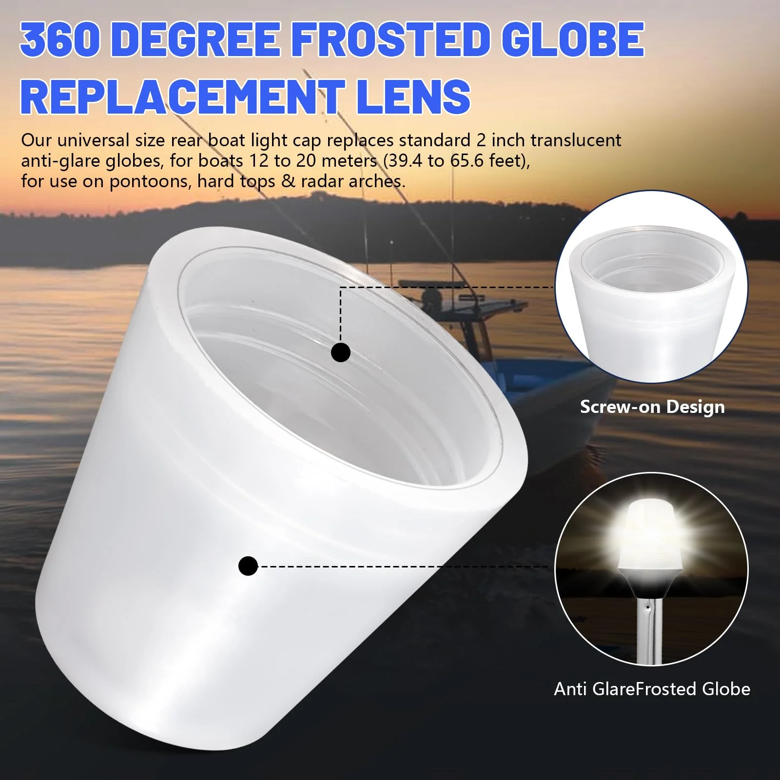 91017B7 Replacement Boat Stern Light Cover Lens Cap Compatible with Attwood Boat Anchor Light Cover, fit All-Round Light Screw-On Replacement Globe, Navigation Light Accessory Rear Boat Light Cover -2 - Image 3