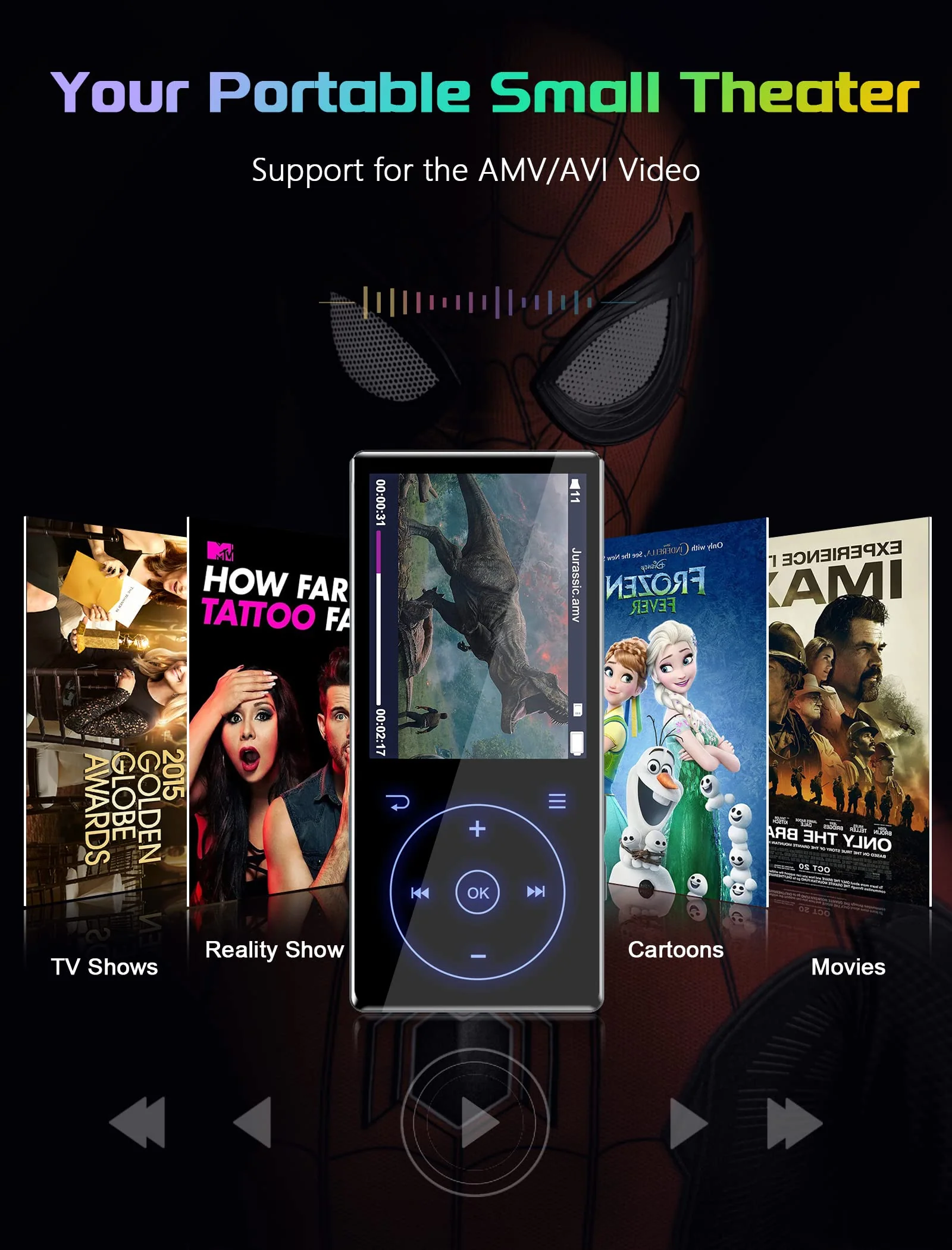 96GB MP3 Player with Bluetooth 5.0: Portable Lossless Sound Music Player with HD Speaker,2.4" Screen Voice Recorder,FM Radio,Touch Buttons,Support up to 64GB for Sport(Earphones&64GB TF Card Included) - Image 7