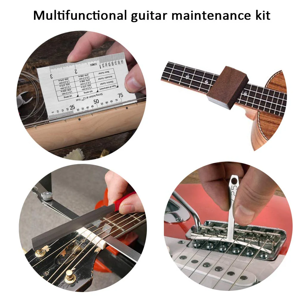 99PCS Professional Guitar Repairing & Maintenance Tool Kit with Capo, Strings, Picks, Bridge Pins, Gauge, Accessories - Gift for Acoustic, Electric Guitar, Ukulele, Bass, Banjo Orange - Image 3
