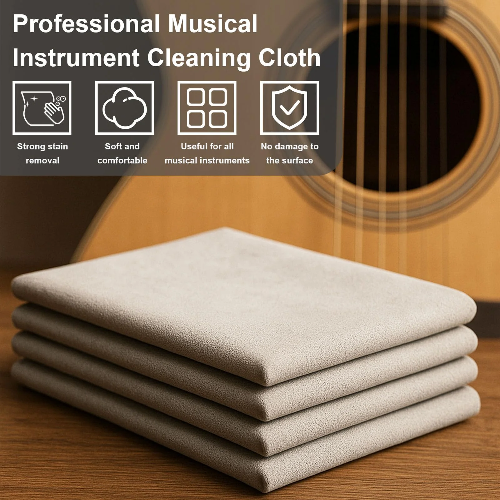 9Pcs Guitar Cleaning Kit, Guitar Maintenance Kit Includes Fret Polish, Cleaning Solution, Fretboard Lemon Oil, String Cleaning & Polish, String Cleaner, String Tuner, Masking Tape, 2 Cloth - Image 8