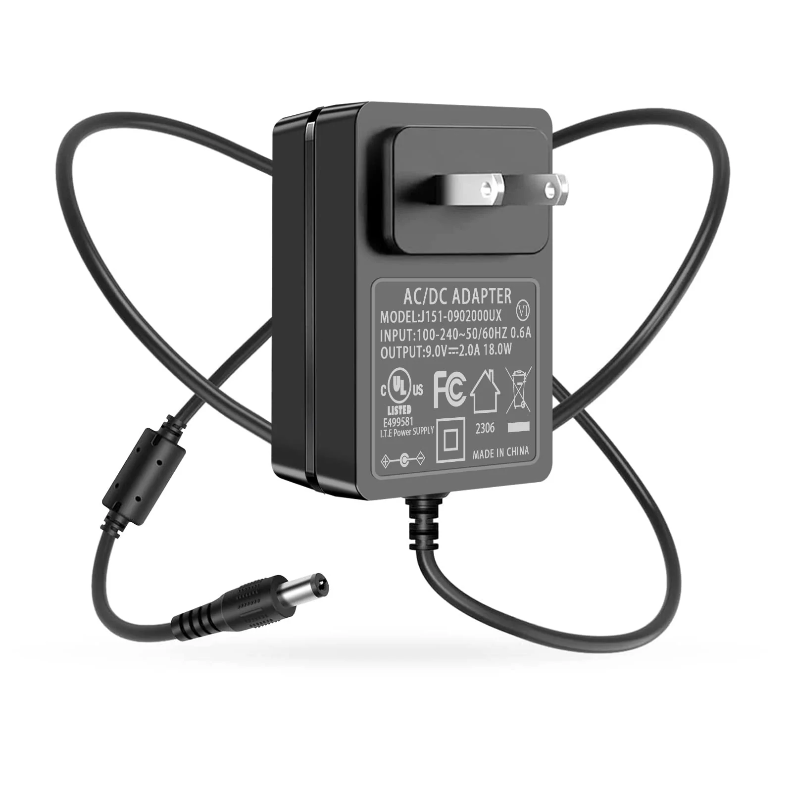 9V 2A Power Supply Charger Cable for Roland PSB-1U Adapter, for Boss PSA-120S ME-80 RC-30 RC-202 ME-70 Power Guitar Pedal, for DYMO LabelManager LM-160 500TS 100 150 220P 350 LM210D LM-200