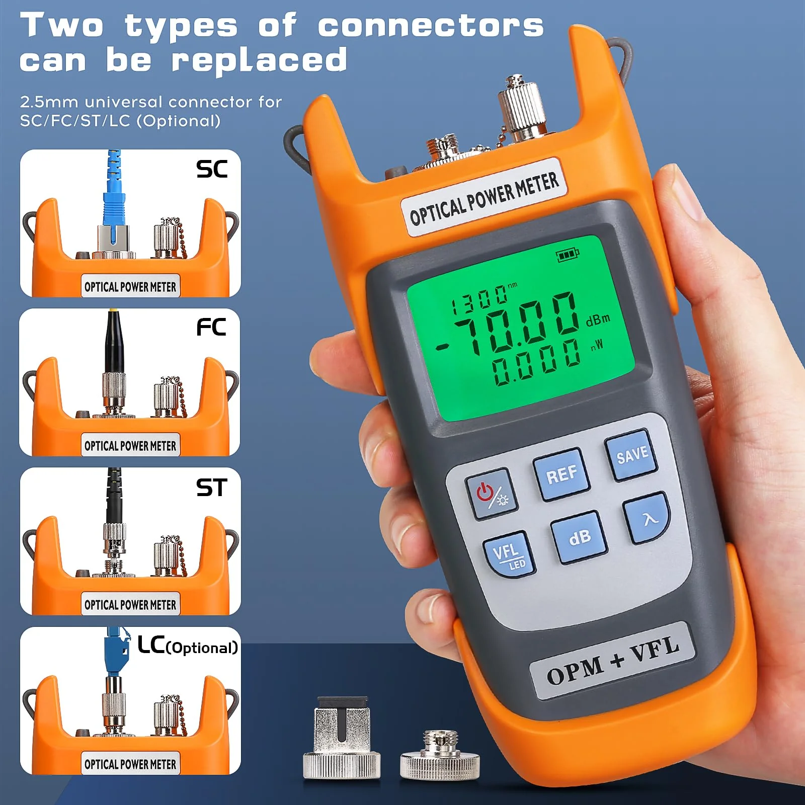 A-G710B Fiber Optic Power Meter Integrated Machine 30-70~+10dbm with LC Adapter SC/FC/ST Interface Adapter Fiber Optic Cable Tester Optical Power Meter - Image 2