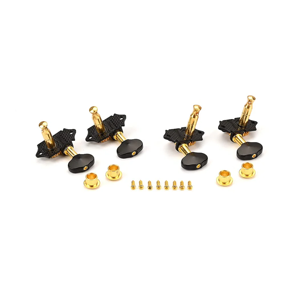 A Set 2R2L Black Vintage Open Gear Ukulele 4 String Guitar Tuning Pegs Keys Tuners Machine Head - Image 4