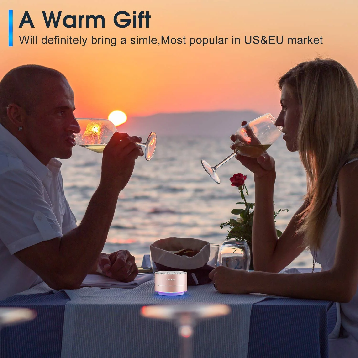 A2 LENRUE Portable Wireless Bluetooth Speaker with Built-in-Mic,Handsfree Call,AUX Line,TF Card,HD Sound and Bass for iPhone Ipad Android Smartphone and More(Rose Gold) Rose Gold - Image 6