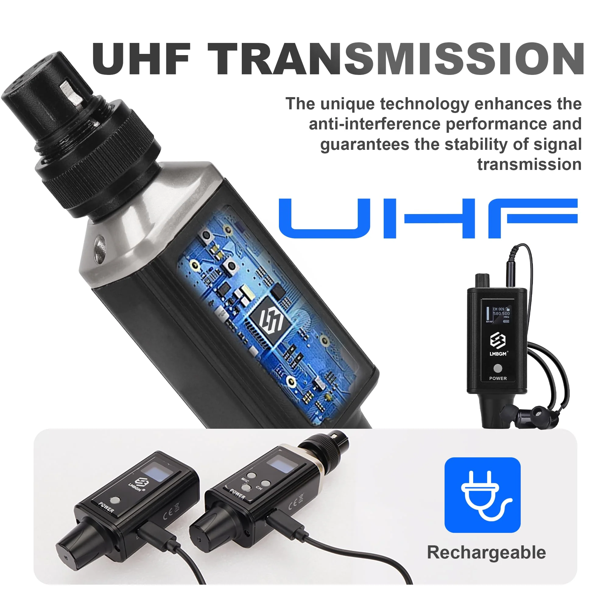 A9 UHF Wireless in-Ear Monitor Pro System Transmitter and Beltpack Receiver for Studio, Band Rehearsal and Live Performance (A9-1) (A9-1-BK) A9-1-BK - Image 4
