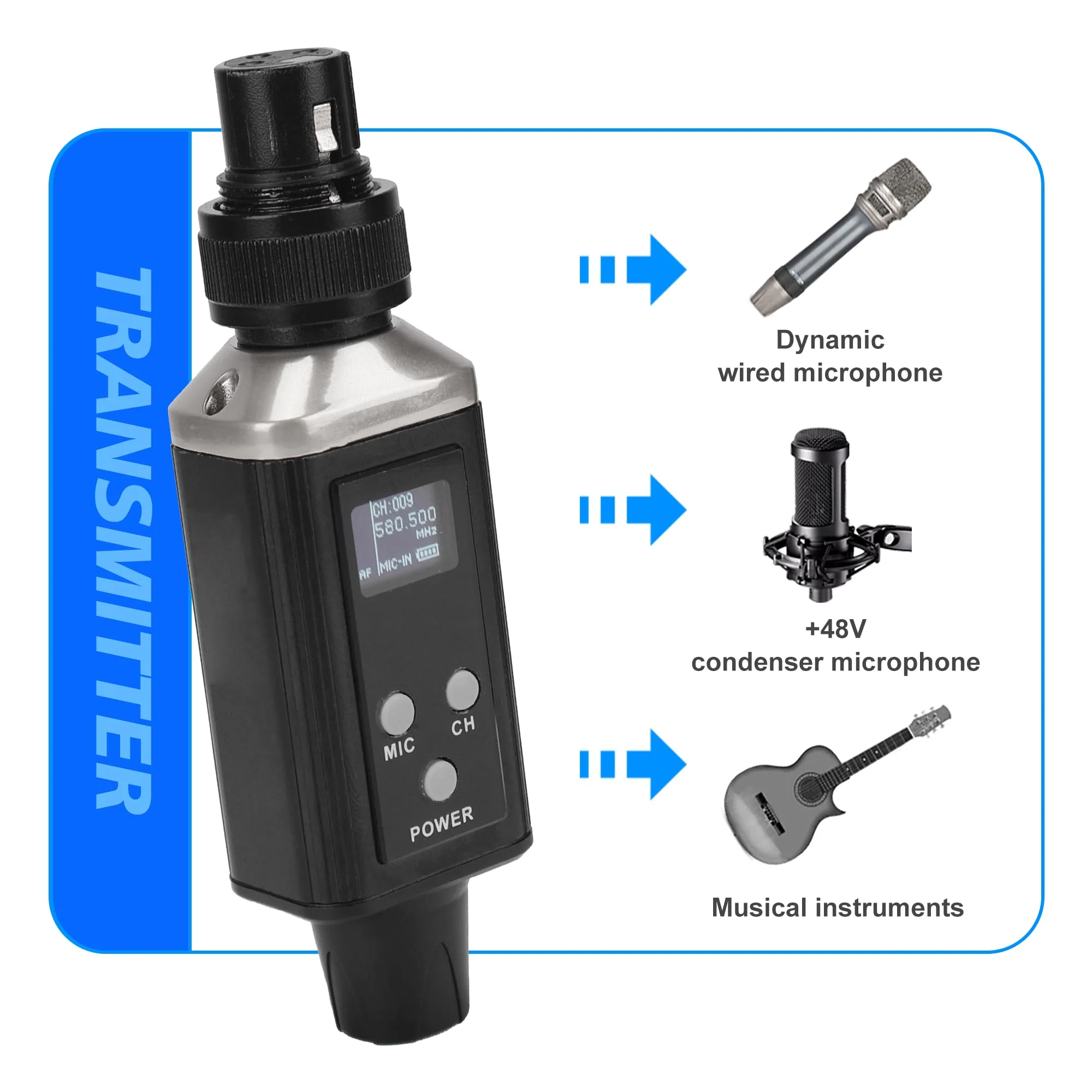 A9 UHF Wireless in-Ear Monitor Pro System Transmitter and Beltpack Receiver for Studio, Band Rehearsal and Live Performance (A9-1) (A9-1-BK) A9-1-BK - Image 6