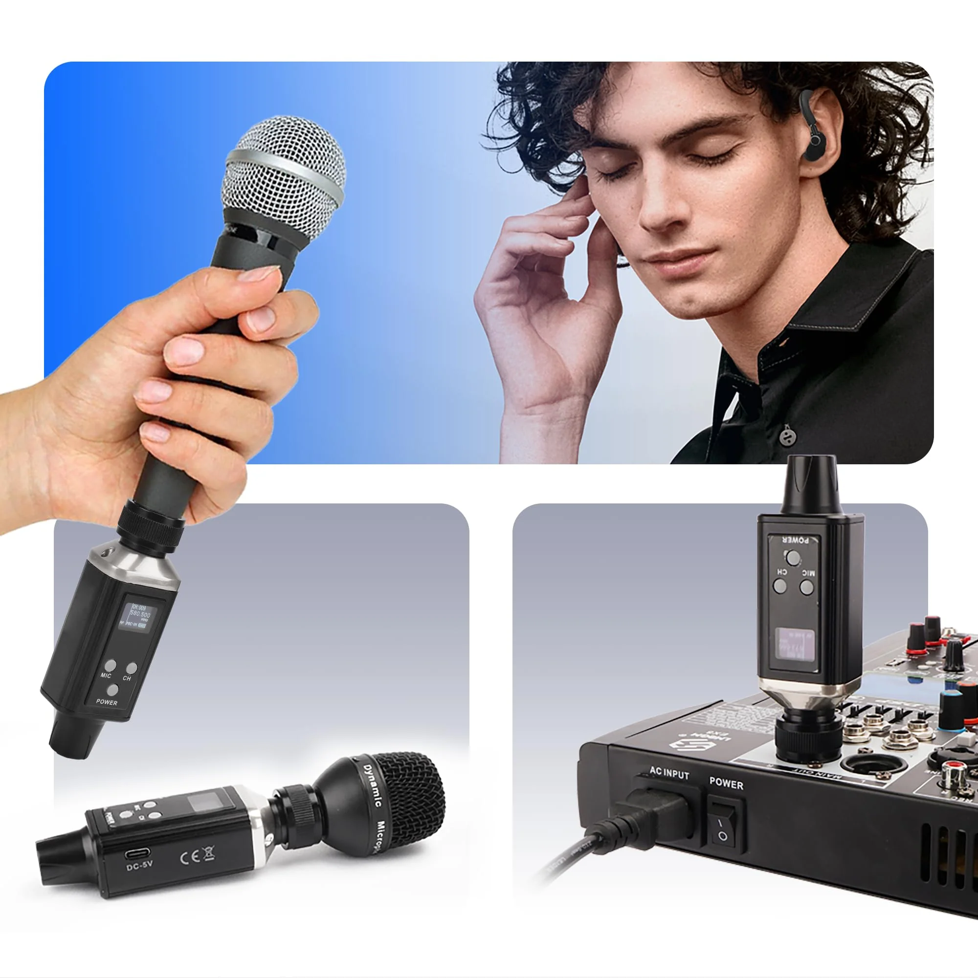 A9 UHF Wireless in-Ear Monitor Pro System Transmitter and Beltpack Receiver for Studio, Band Rehearsal and Live Performance (A9-1) (A9-1-BK) A9-1-BK - Image 8