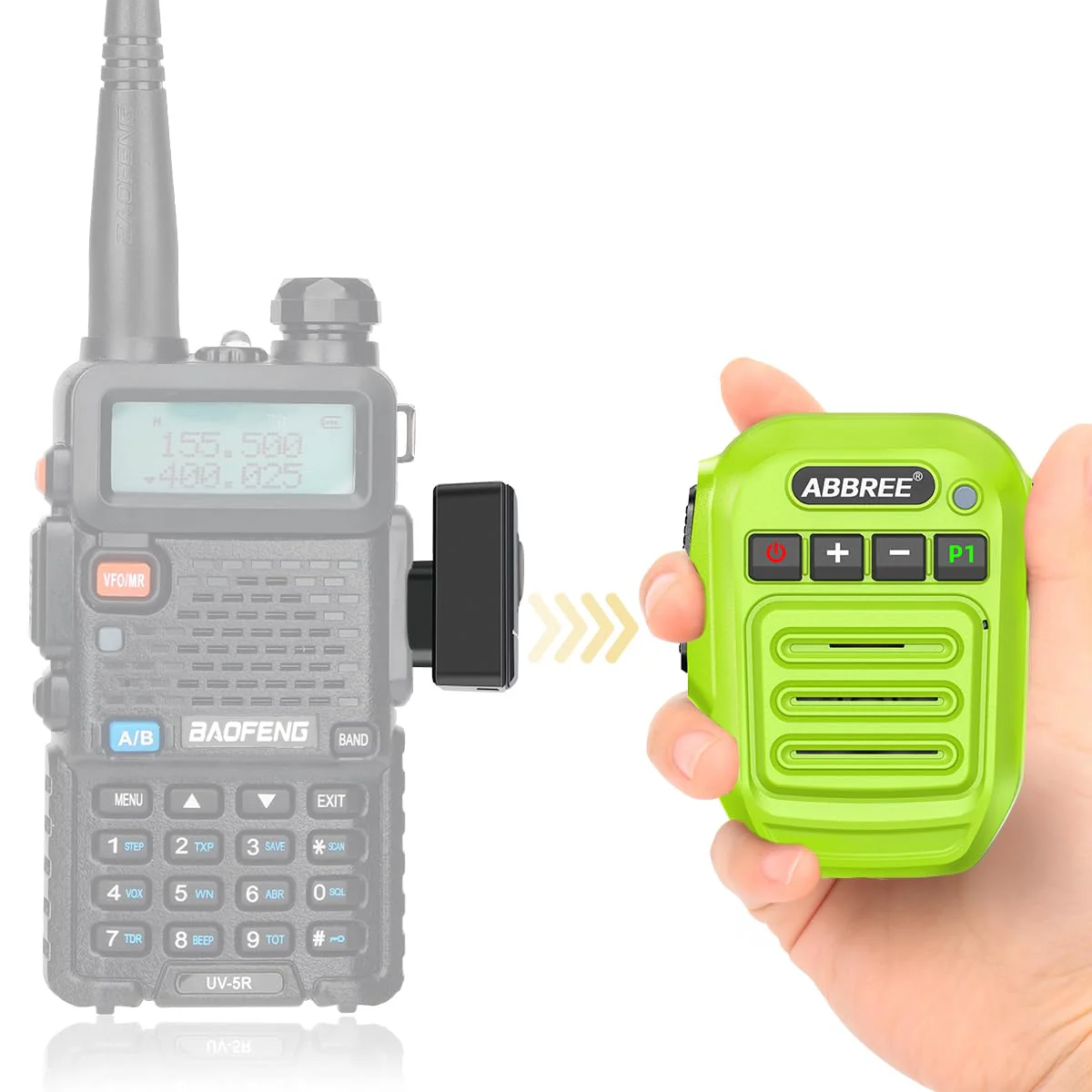 ABBREE Ham Radio Wireless Handheld Speaker Mic, 2 Pin Shoulder Microphone Compatible with Baofeng 5RM UV-5R,BF-F8HP PRO,GM21,K5PLUS,GM-15Pro,UV-5G Plus AR-152 Quansheng UV-K5 8 Walkie Talkie (Green) Green
