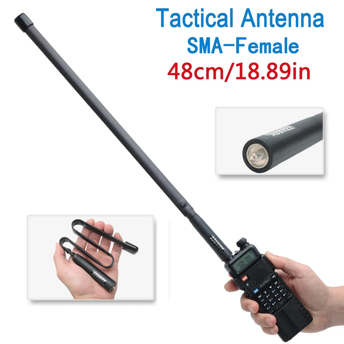 ABBREE SMA-Female Dual Band VHF/UHF 18.8-inch 144/430MHz High Gain Soft Whip Foldable CS Tactical Antenna for Baofeng UV-5R UV-82 BF-F8HP Ham Two Way Radio 18.8in - Image 5