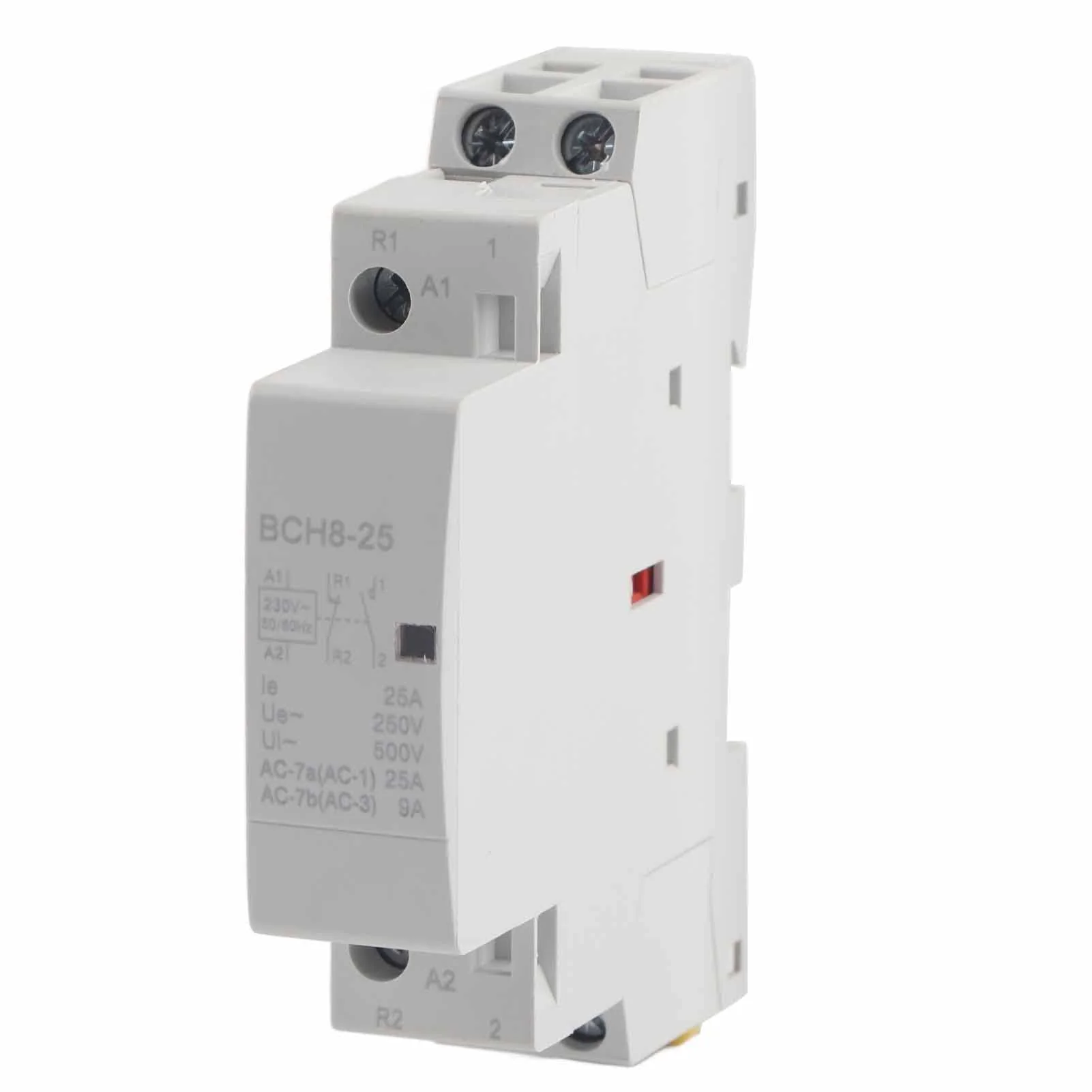 AC Contactor 25A - Household Contactor 220V/230V, DIN Rail Mounting, 2P 1NO 1NC, Suitable for 50Hz/60Hz Networks 25A 220V230V 1NO1NC