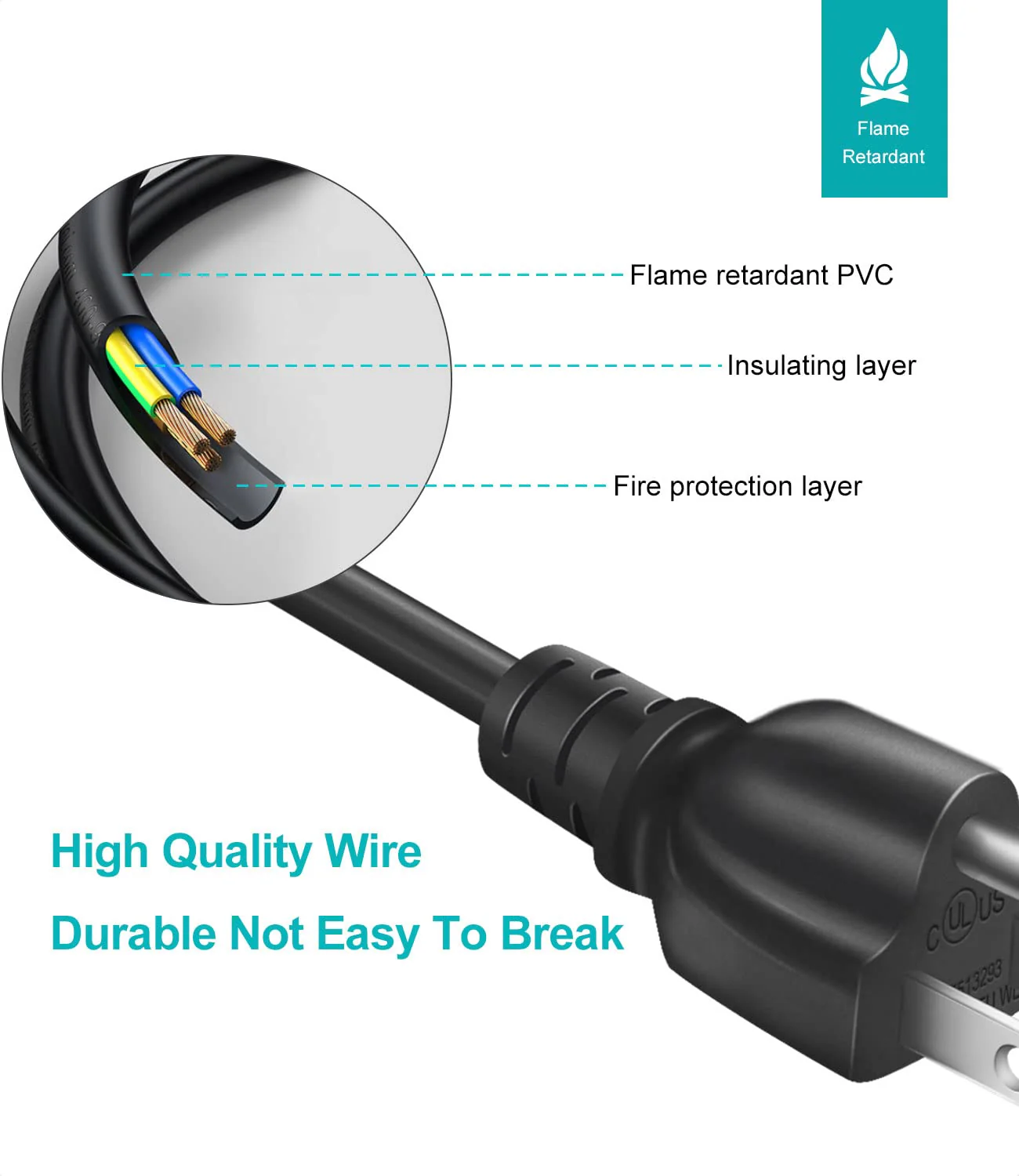 AC Power Cord Compatible with Horizon Fitness Treadmills Ellipticals, Universal 3 Prong Power Cable Replacement 6Ft 6 Feet - Image 3