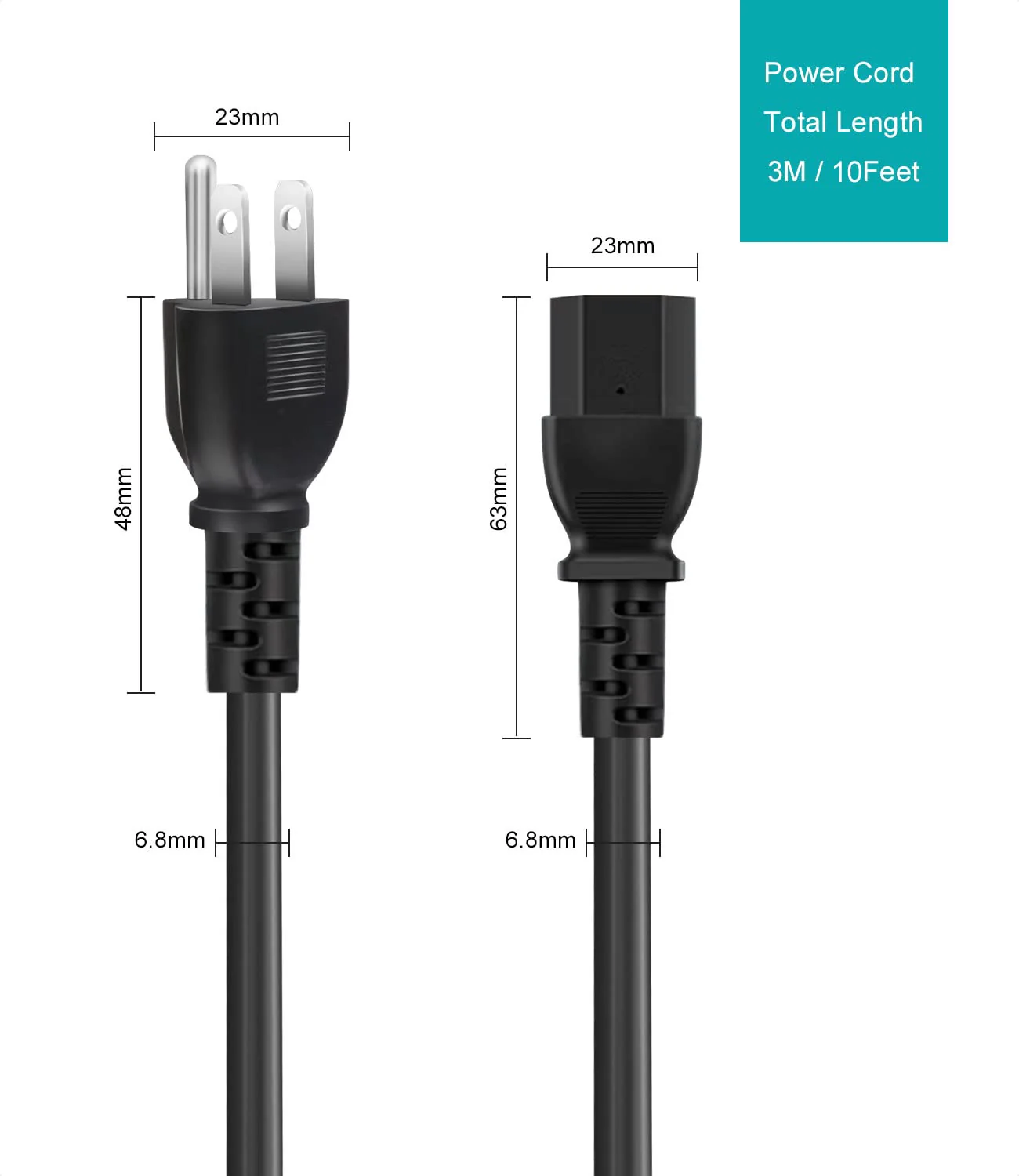 AC Power Cord Compatible with Horizon Fitness Treadmills Ellipticals, Universal 3 Prong Power Cable Replacement 6Ft 6 Feet - Image 5