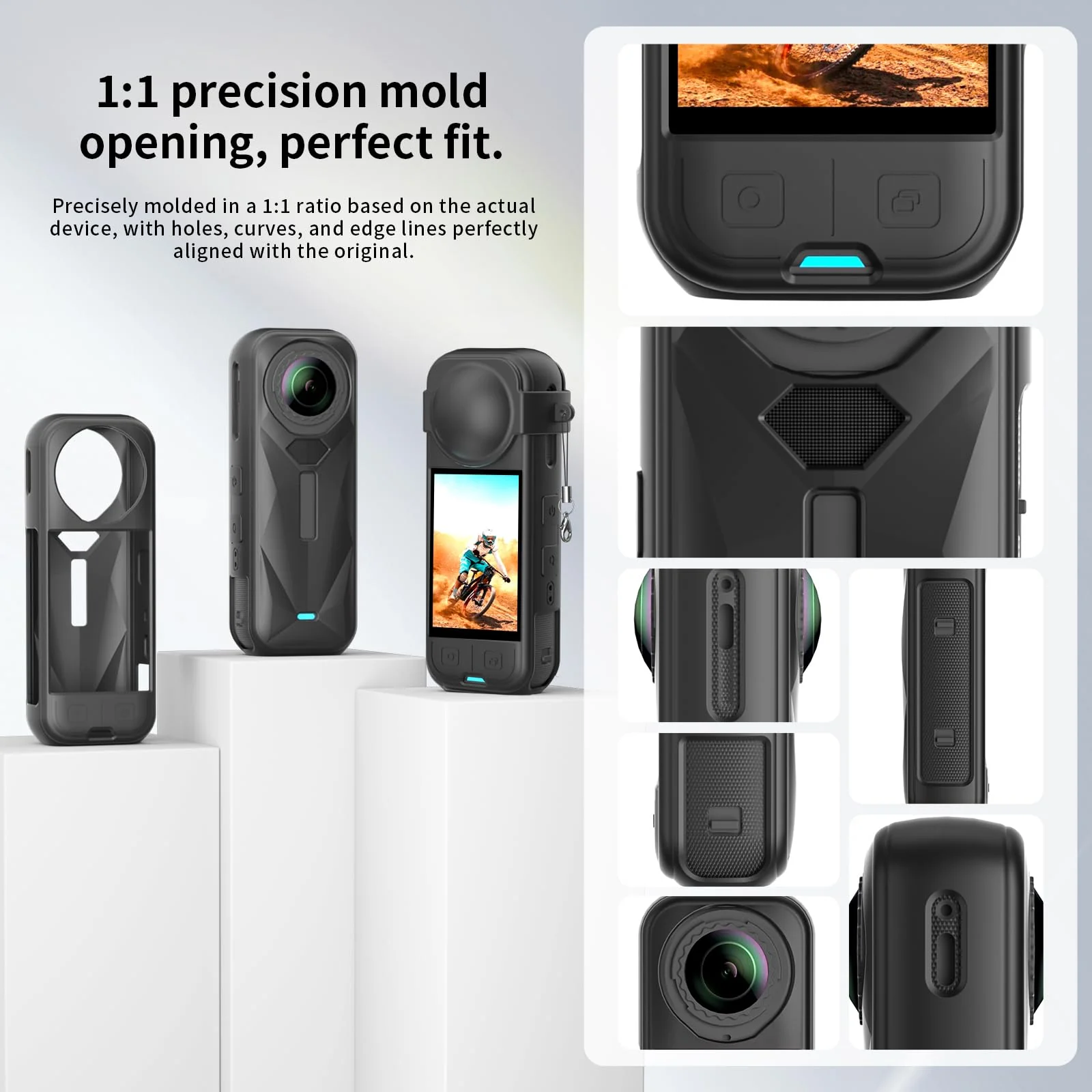 Accessories Kit for Insta360 X5 Lens Guard Protective Case Glass Tempered Glass Screen Protector Silicone Protective Cover and Lens Cap Camera Case - Image 3
