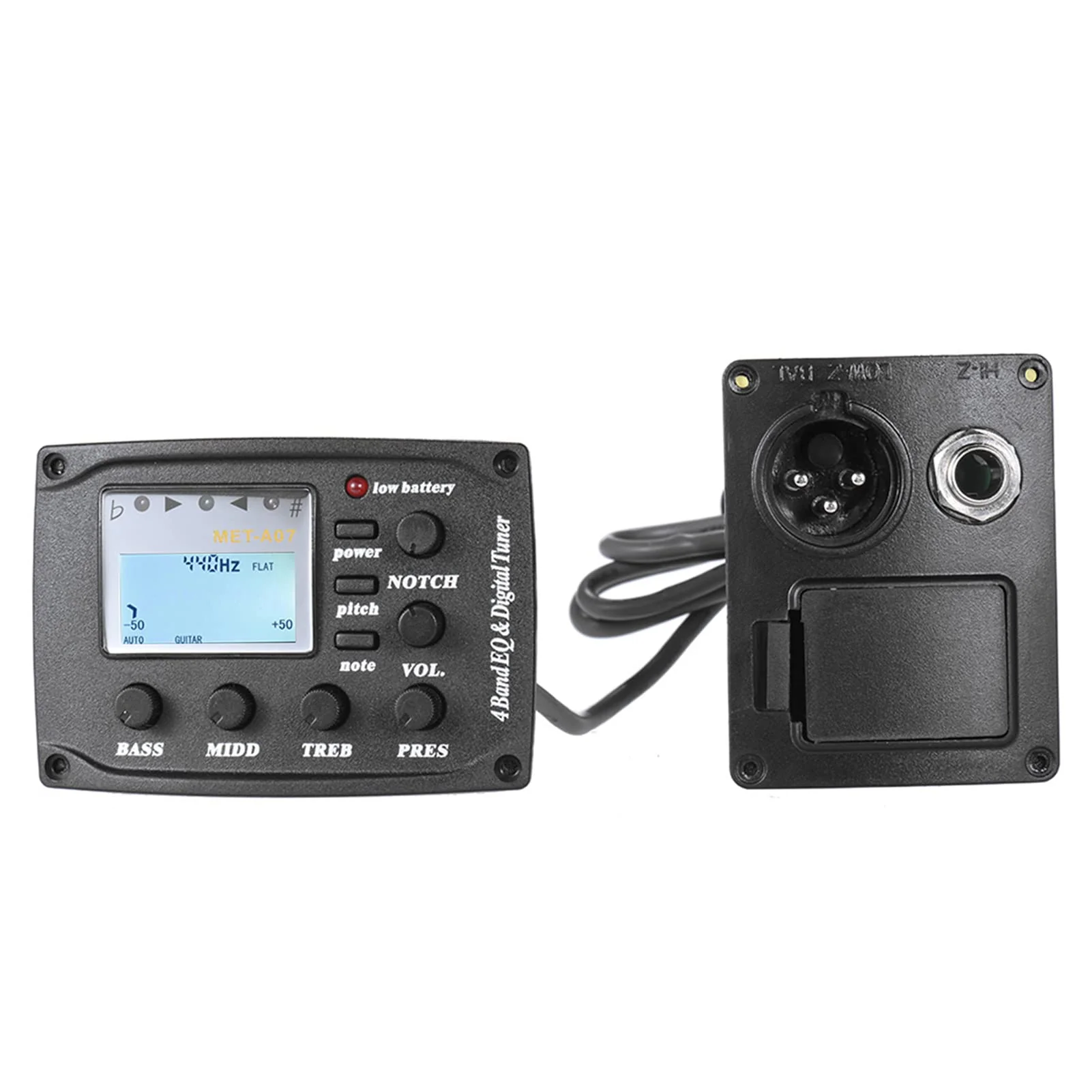 Acoustic Guitar 4-Band EQ Equalizer Tone and Volume Amplifier Preamp Piezo Pickup 6.35mm XLR with Pitch Note Notch Function Clear LCD Display