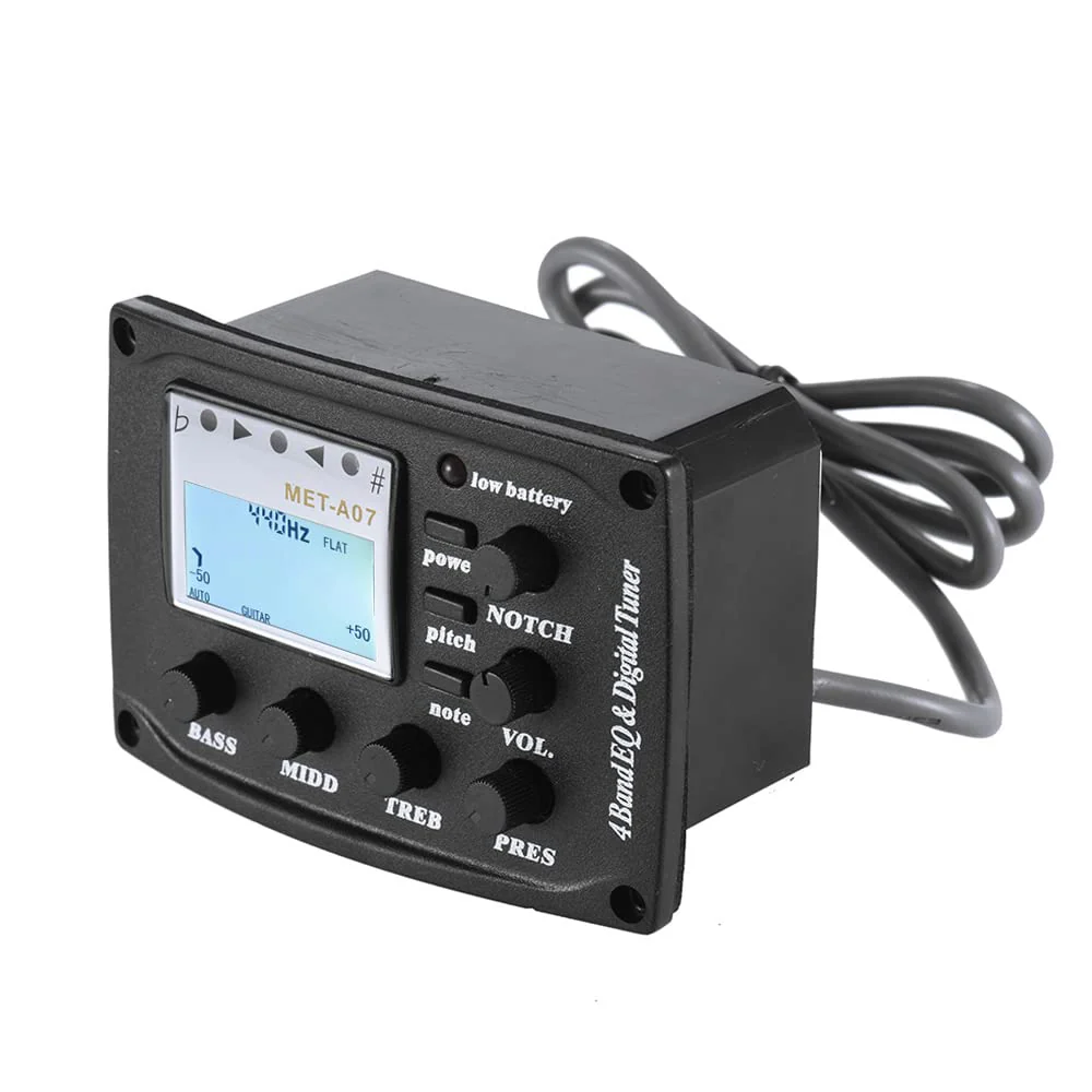 Acoustic Guitar 4-Band EQ Equalizer Tone and Volume Amplifier Preamp Piezo Pickup 6.35mm XLR with Pitch Note Notch Function Clear LCD Display - Image 7