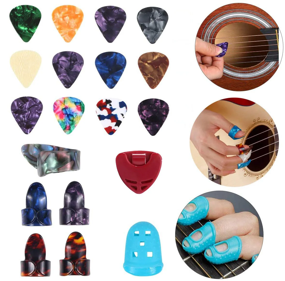Acoustic Guitar Accessories Kit Including Guitar Strings,Tuner,Guitar Capo, Restring Tool,Pick Holder,Bridge Pins,Finger Picks,Guitar Nuts and Saddles - Image 8