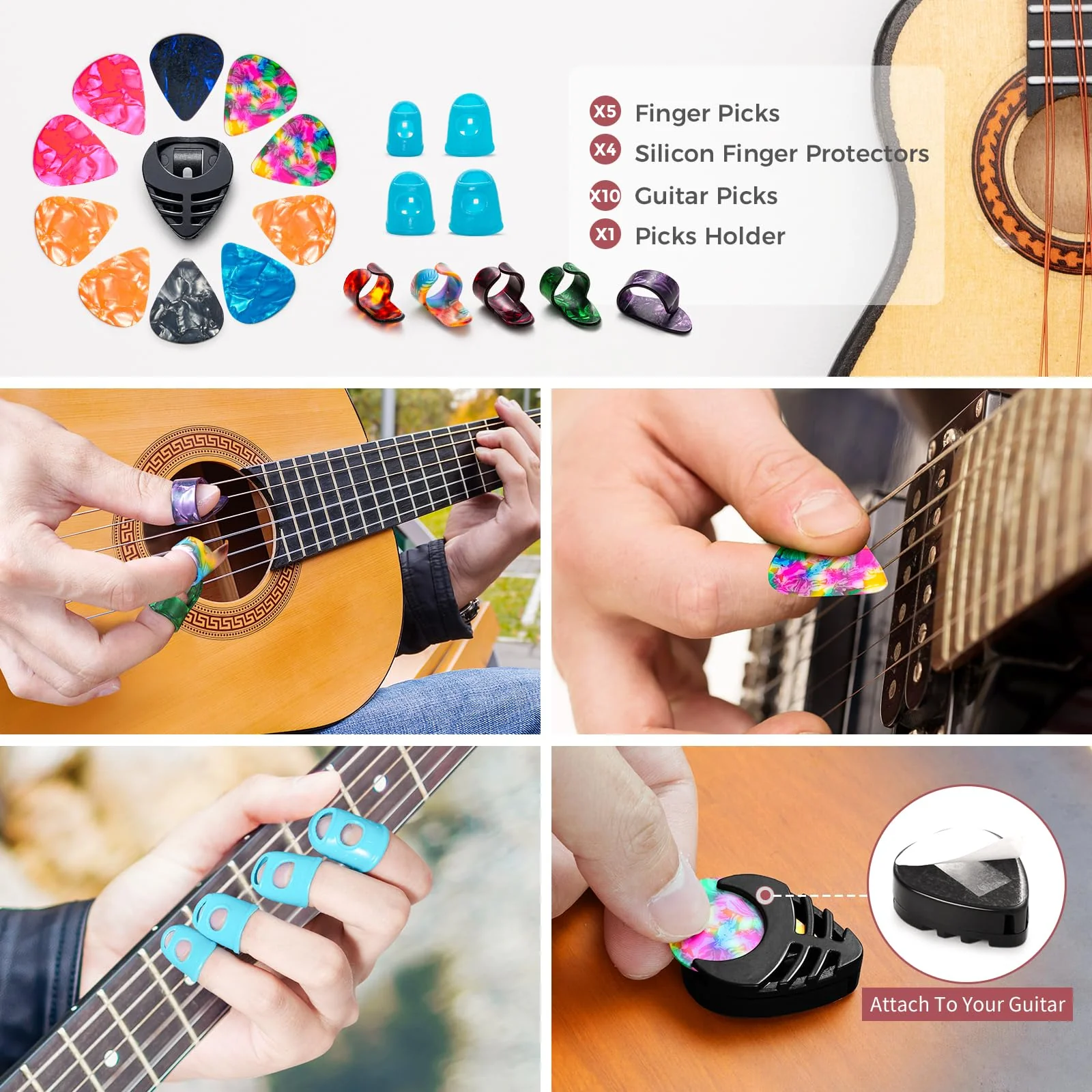 Acoustic Guitar Accessories Kit Strings Replacement Including Strings, Capo, Guitar Tuner, Picks,3-in-1 Winder, Bridge Pins, Picks for Guitar Players Beginners, 59PCS - Image 7