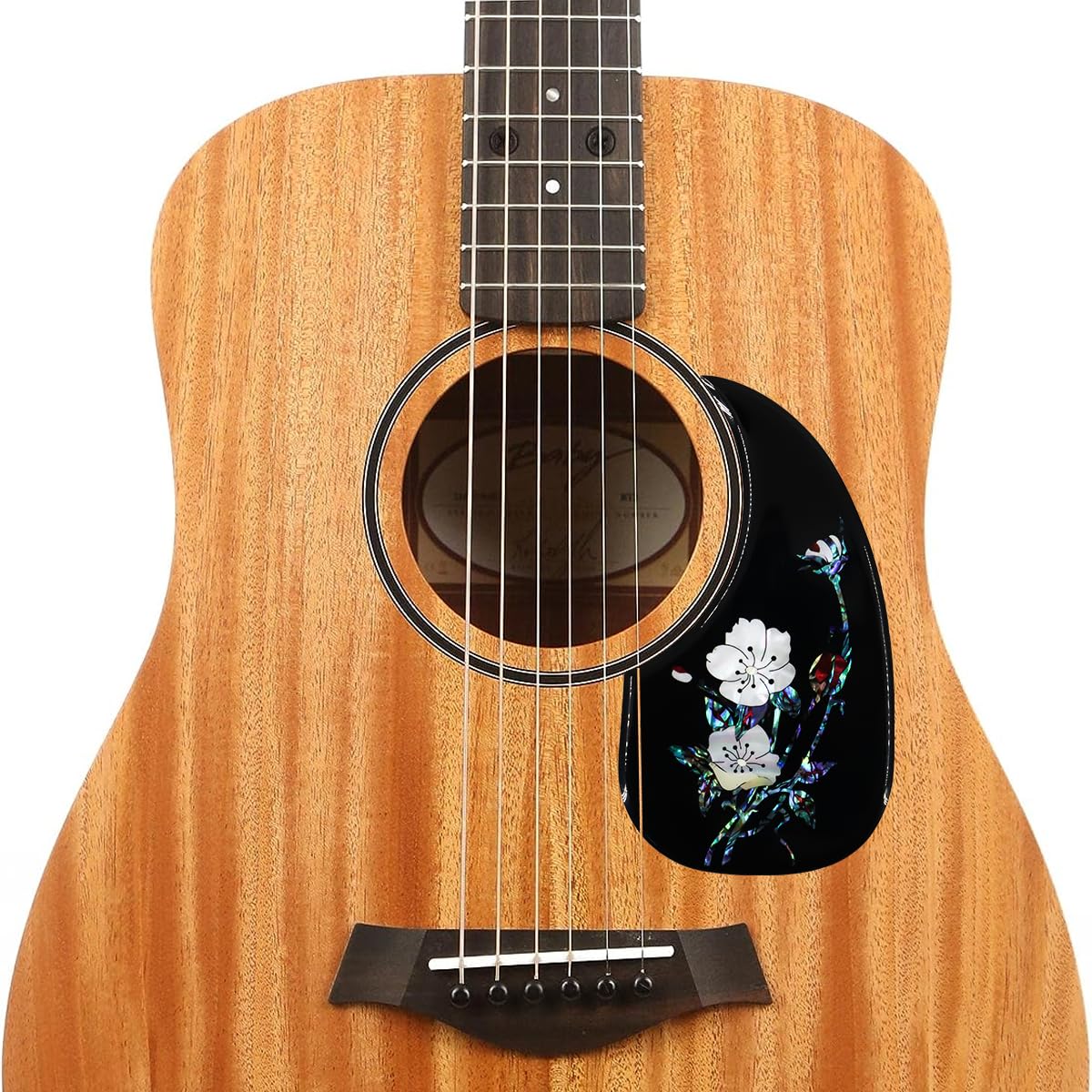 Acoustic Guitar Pickguard Thick Pick Guard Inlaid Abalone Flower for Most Martin Acoustic Guitar (Black) Black - Image 2