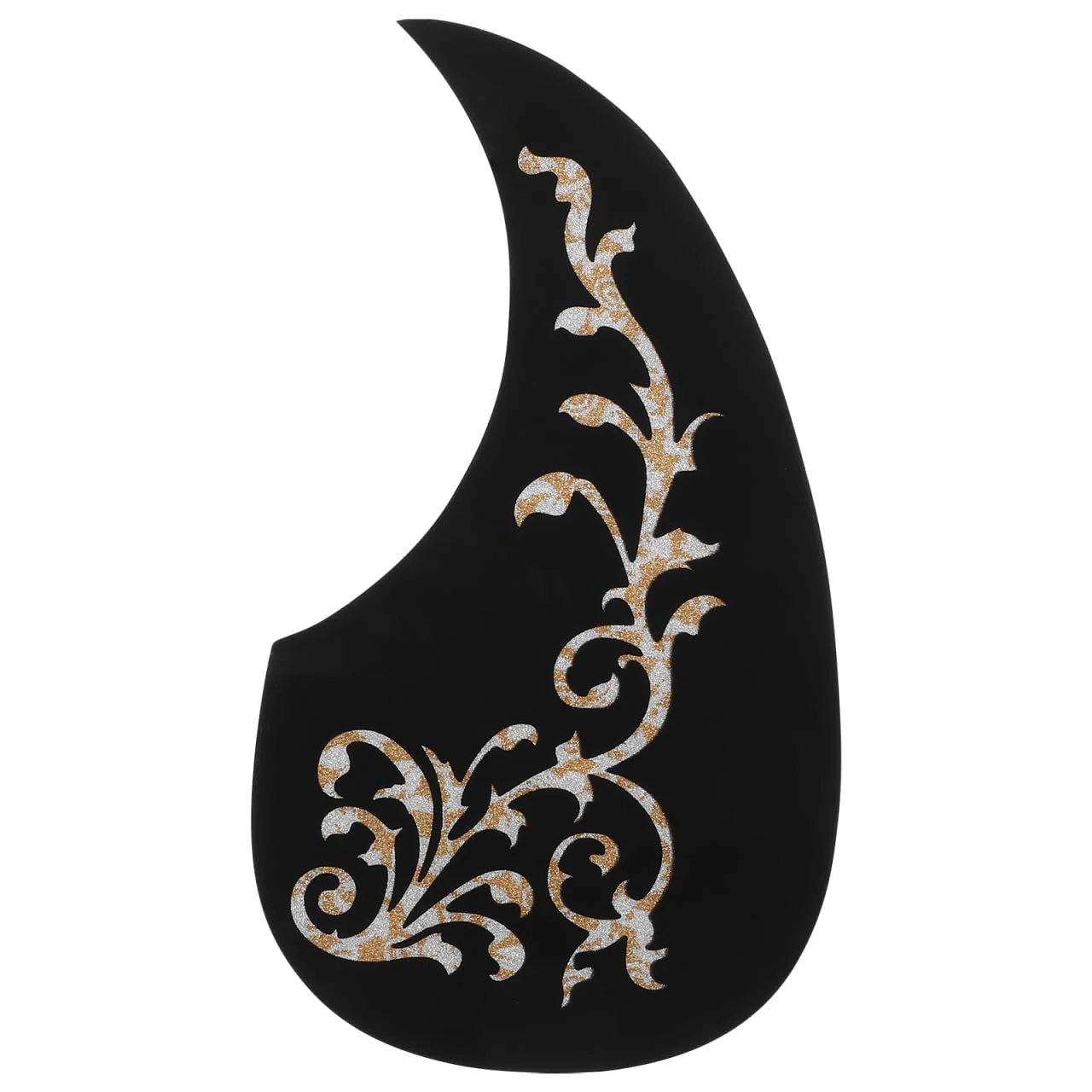 Acoustic Guitar Pickguard White Vine Patterned Self-Adhesive Pickguard – 128MM Scratch Plate Replacement, Easy Install, Decorative Guard Sticker