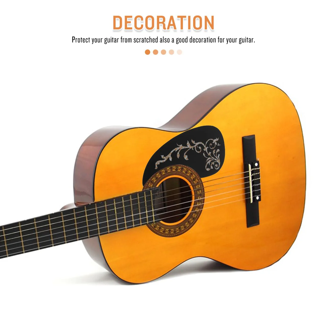 Acoustic Guitar Pickguard White Vine Patterned Self-Adhesive Pickguard – 128MM Scratch Plate Replacement, Easy Install, Decorative Guard Sticker - Image 4
