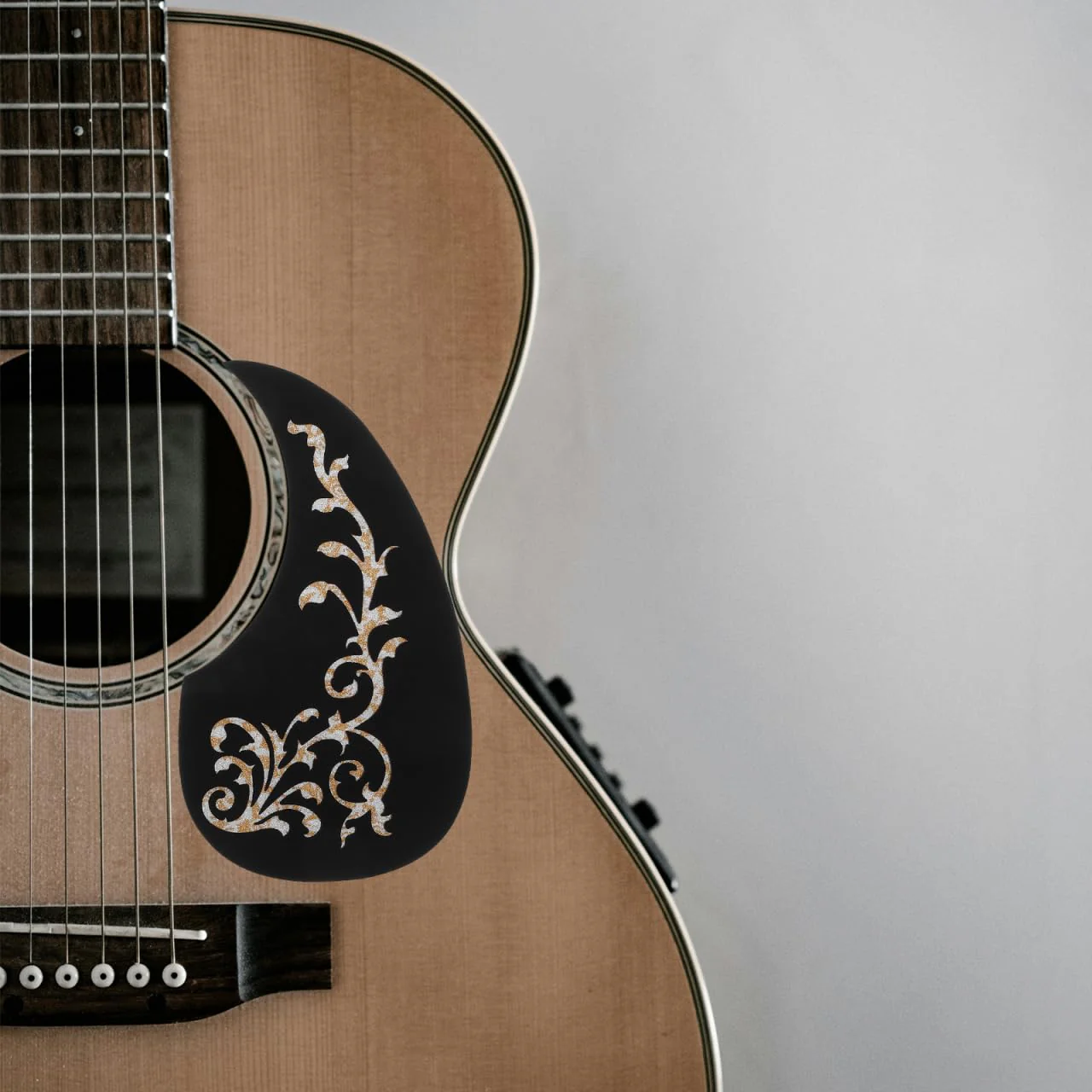 Acoustic Guitar Pickguard White Vine Patterned Self-Adhesive Pickguard – 128MM Scratch Plate Replacement, Easy Install, Decorative Guard Sticker - Image 5