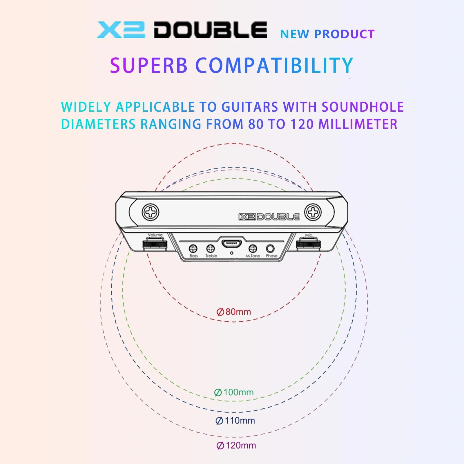 Acoustic Guitar-Pickup Authentic-Clear High-fidelity Stable Long - Lasting,X2 Double X0 pickup,BLACK - Image 4