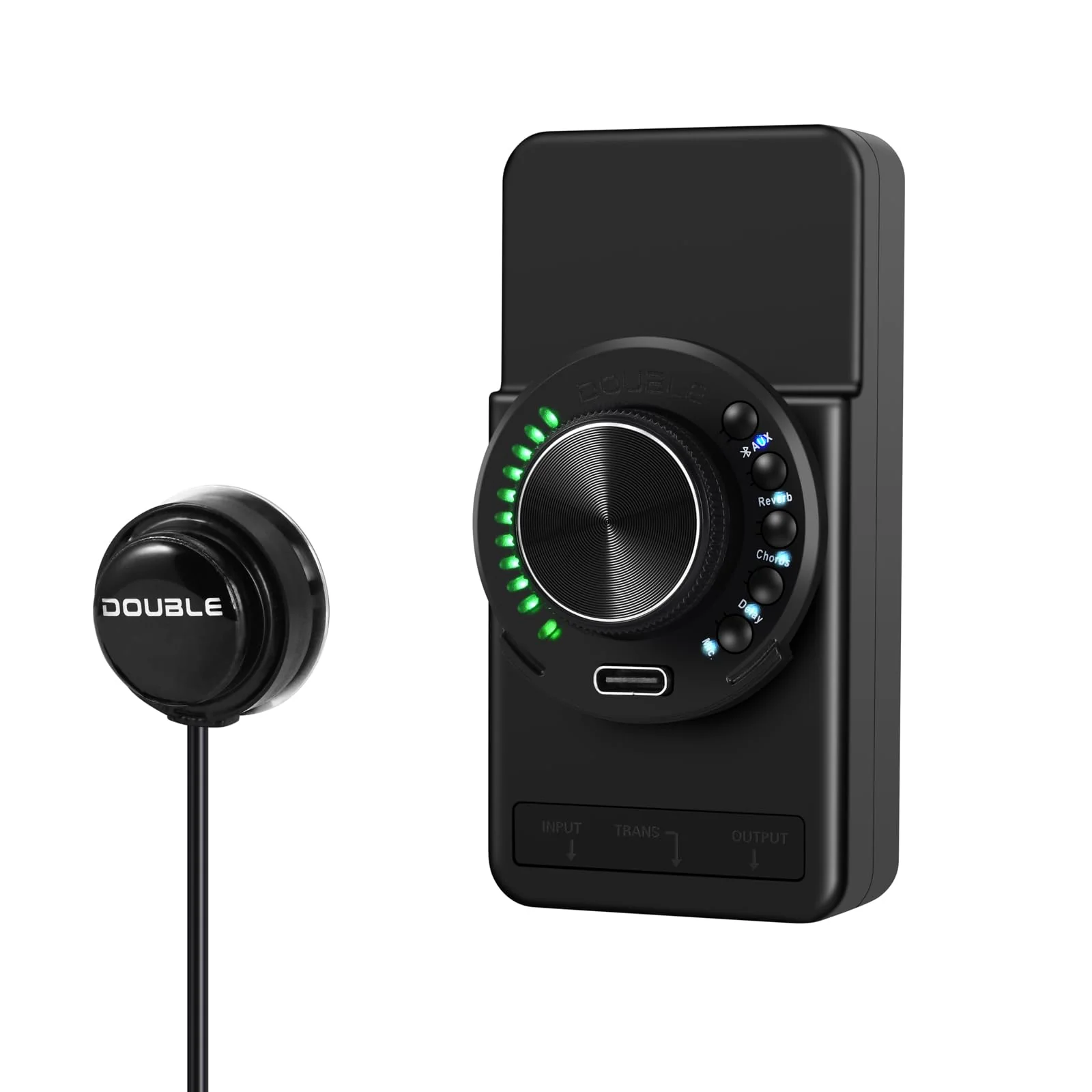 Acoustic Guitar Pickup New Concept Mini On-Board Bluetooth Guitar Preamp Recverb Chours Delay Effect Adjustable Piezo Pickup and Microphone Pickup Dula-Pickup System Wired Guitar Pickup Jet Black