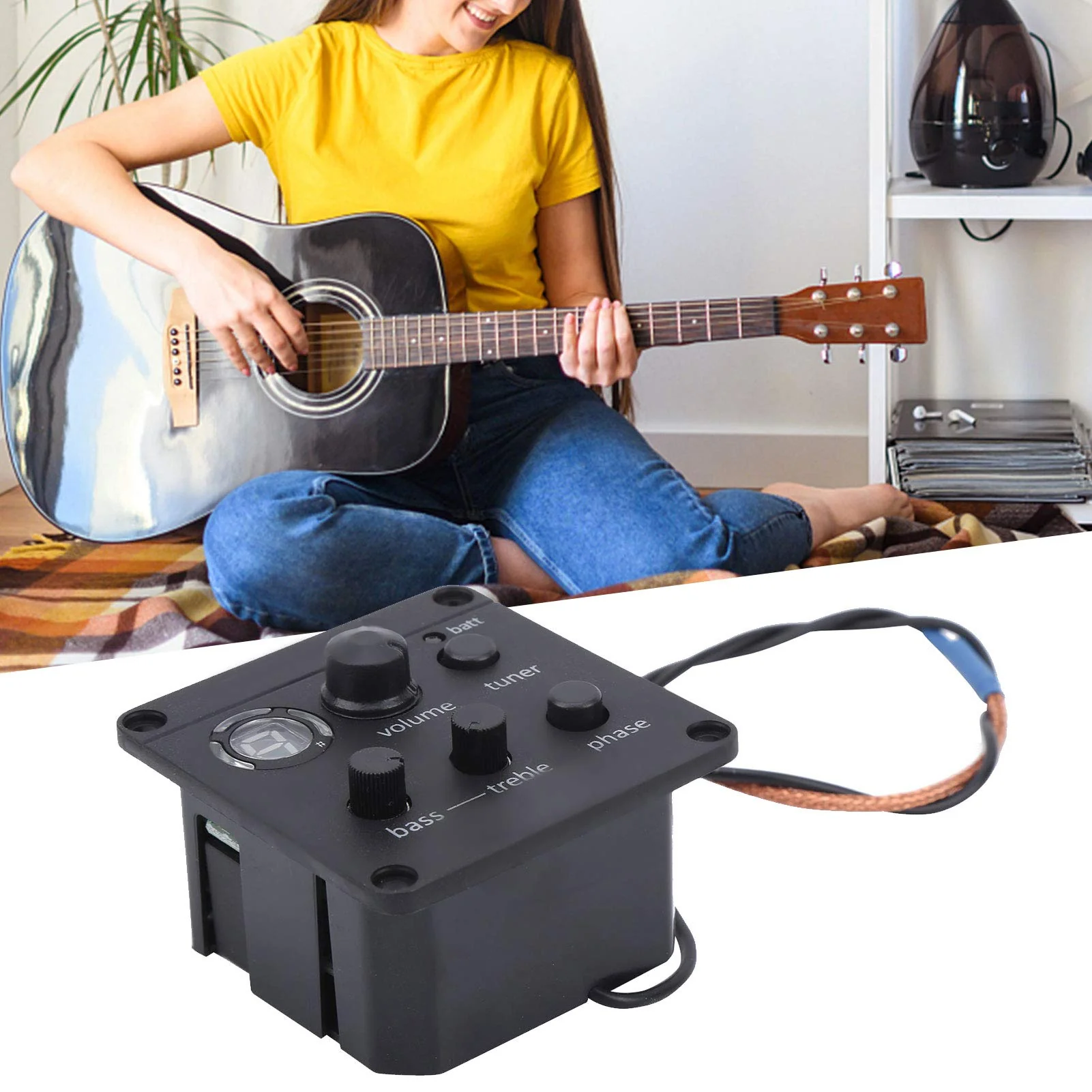 Acoustic Guitar Pickup Preamp System, Pickup Onboard Preamps Equalizer Pre-Wired Guitar Pickup Turner Onboard Preamps EQ Equalizer for Glued to Sound Hole - Image 3