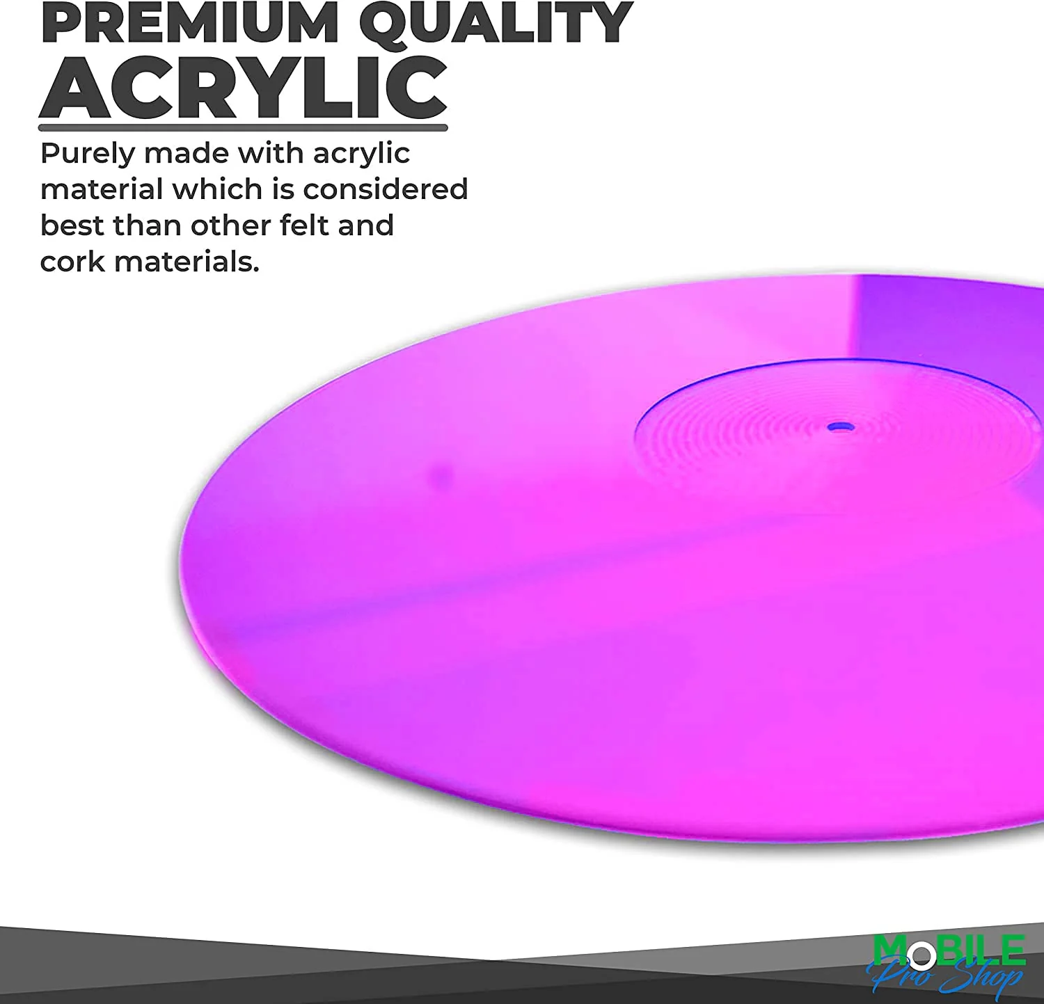 Acrylic Turntable Mat - Acrylic Slipmat for Vinyl LP Record Players - Improves Sound Quality & Provides Tighter Bass - Anti Static Platter mat (Purple_lit) Purple_lit - Image 4