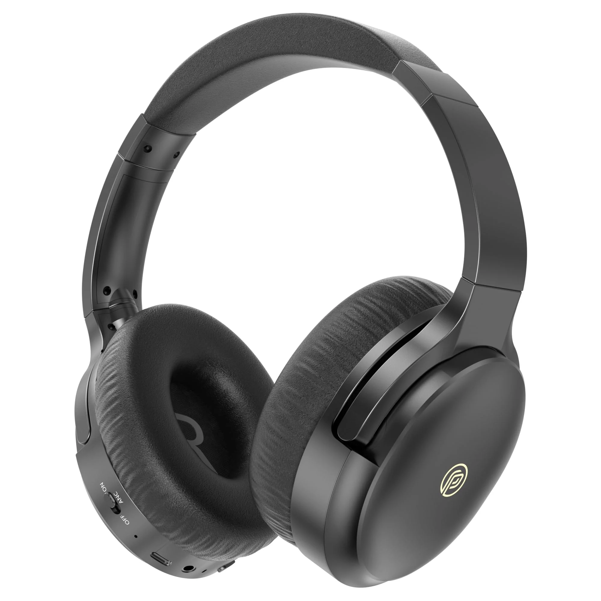 Active Noise Cancelling Headphones, 100H Playtime Headphones Wireless Bluetooth, Bluetooth Headphones with Microphone, Over- Ear Wireless Headphones with Deep Bass for Travel (Pure black) Pure black