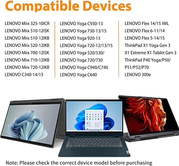 Active Stylus Pen for Lenovo, Compatible with Yoga 7i/9i, Yoga C740/C940/720/920, Miix 720/510/520, ThinkPad X1 Tablets, Flex 5/6, 2048 Levels of Pressure Sensitivity for Lenovo Touch Screen Laptop - Image 2