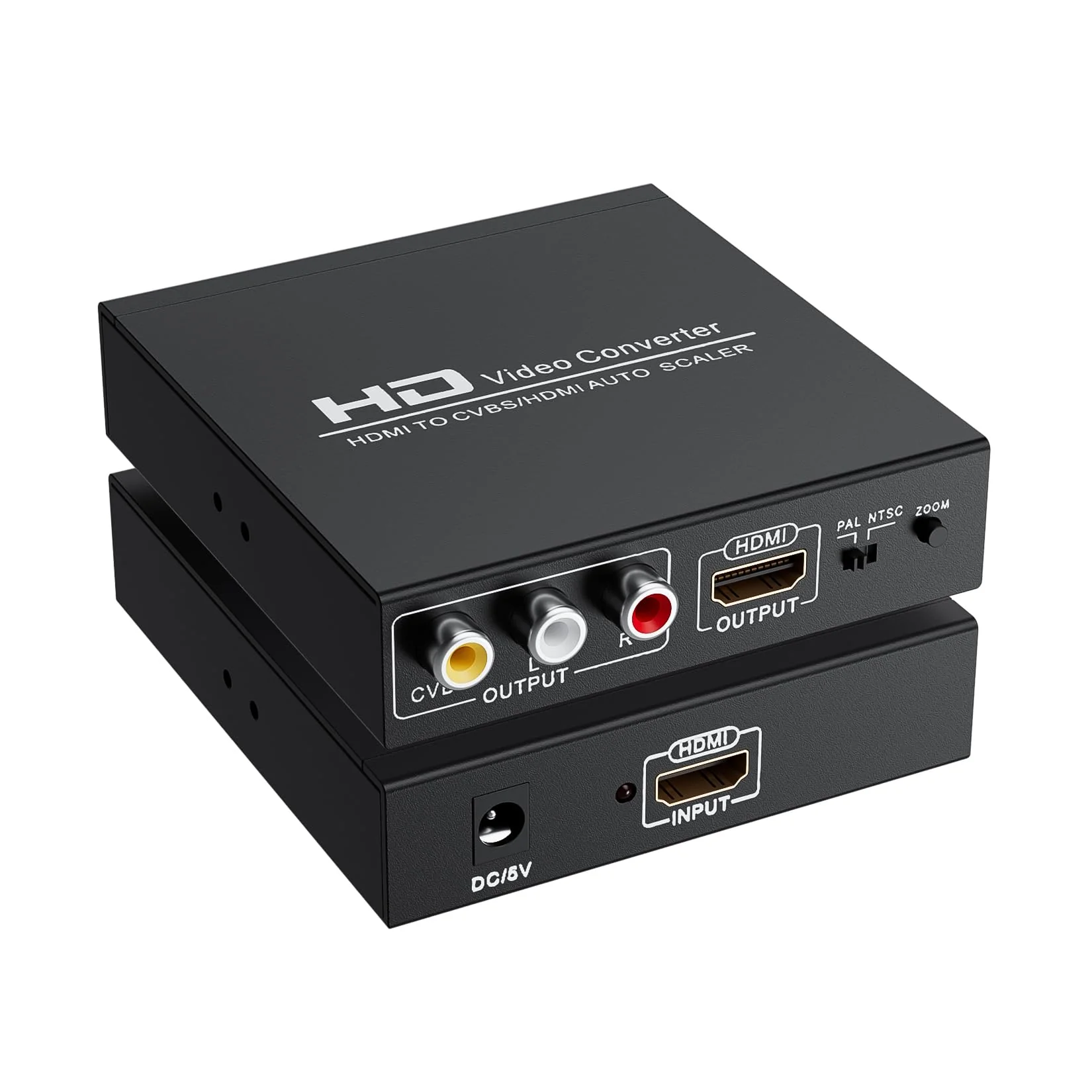 Adapter Converter Fits for HDMI to RCA & AV 3RCA CVBS Composite Video Audio, Support PAL/NTSC, Compatible with PC, Laptop, Xbox, TV, Camera, Monitor