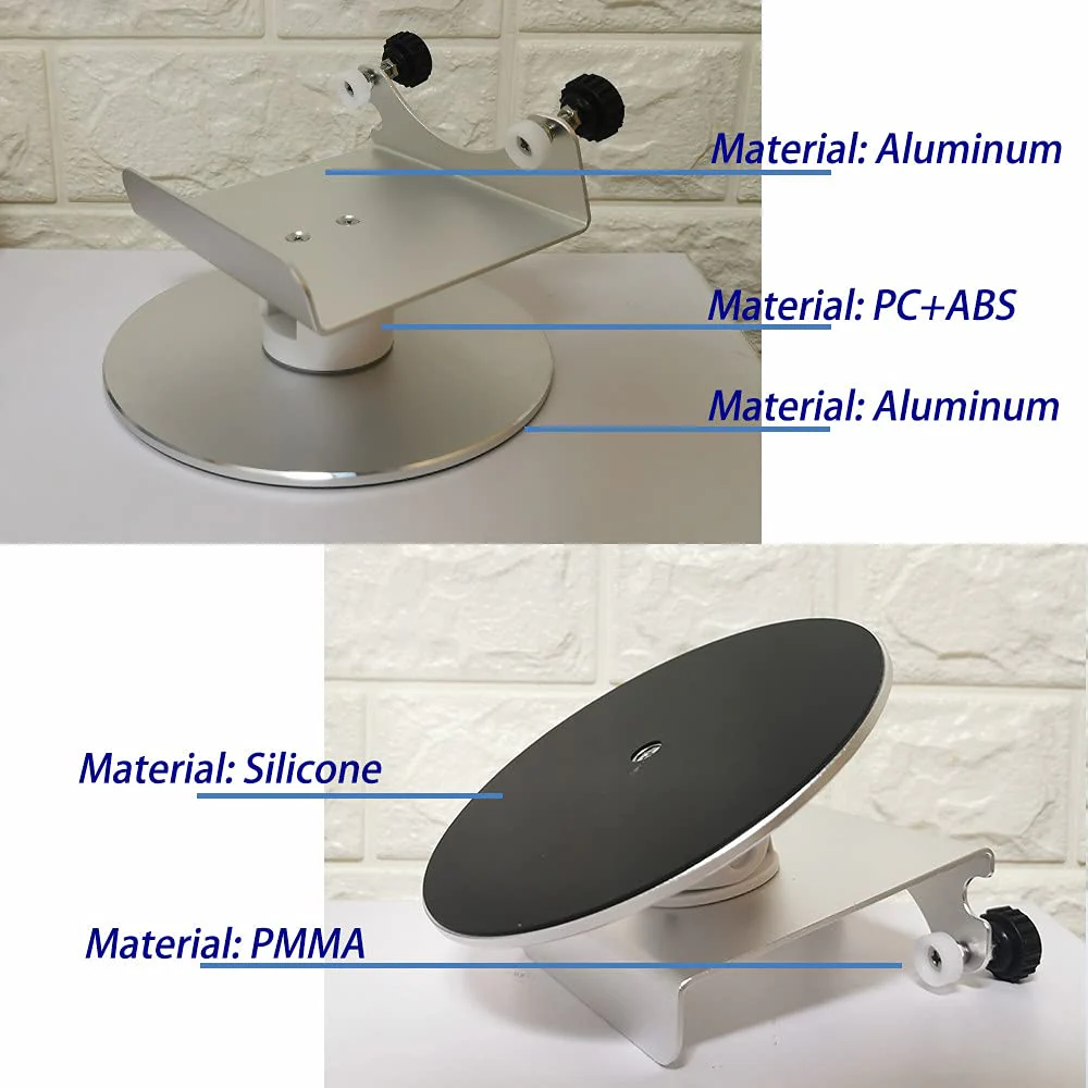 Adjustable Aluminum Swivel Stand for Google Nest Hub Max - 360° Horizontal Rotation, ±30° Tilt, Non-Slip Silicone Pads, Easy Installation, Universal Compatibility, Durable & chassis Metal Design silver - Image 7