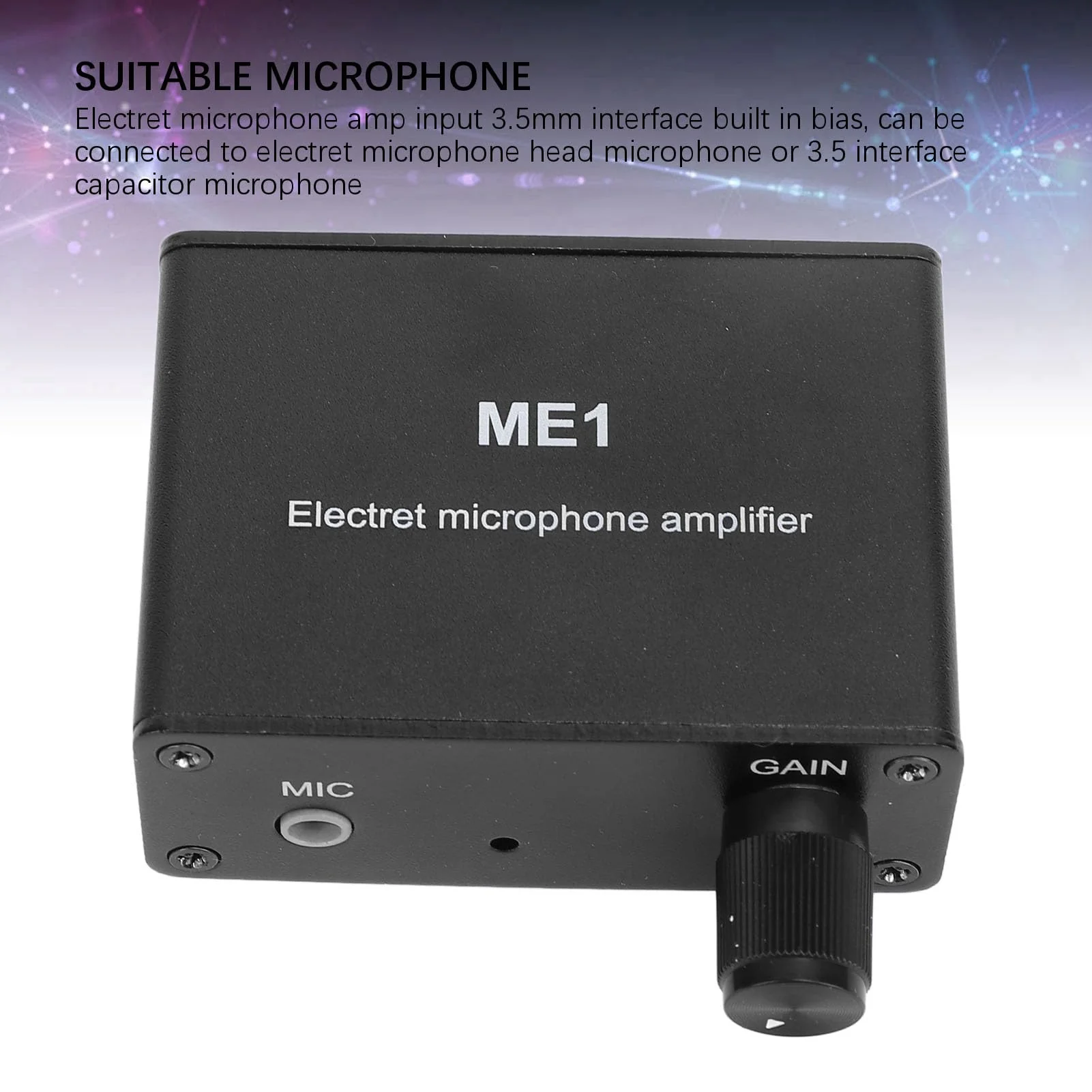 Adjustable Gain Electret Microphone Amp, 3.5mm Input Sound Preamplifier ME1, Built in Bias, Output 3.5mm Interface, 0-20db Gain, DC5-12V Power Supply - Image 5