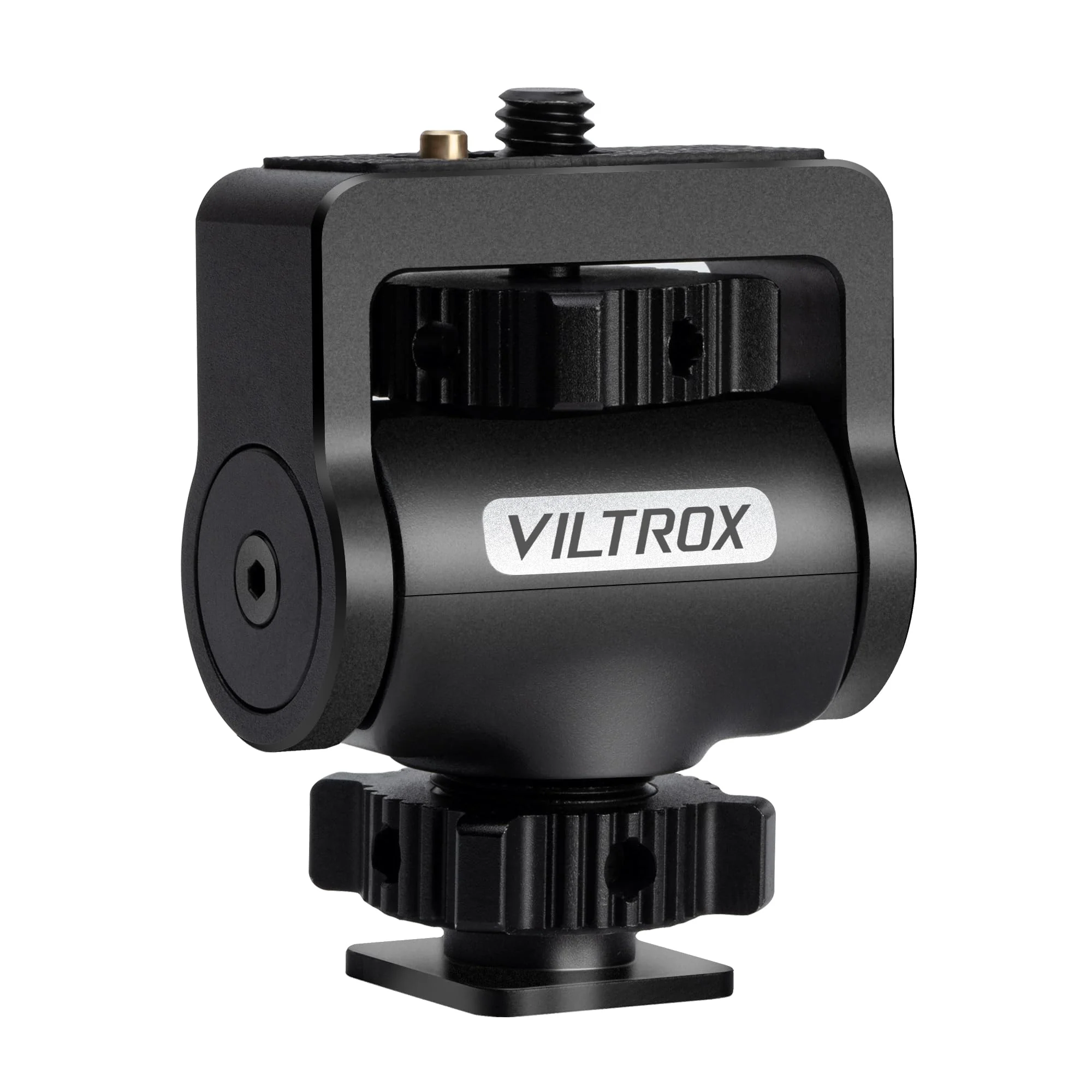 Adjustable Gimbal Monitor Cold Shoe Adapter, Metal Field Monitor Mount Holder, 360 Degree Swivel and Tilt Adjustable Monitor Mount Bracket with Cold Shoe Mount, Locating Pin Design Cold Hot Adapter