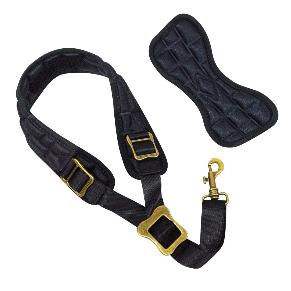 adorence Padded Saxophone Neck Strap - Comfortable Sax Strap with Breathable, Removable & Washable Neck Strap Cushion - H04 Black Darkblack - Image 2