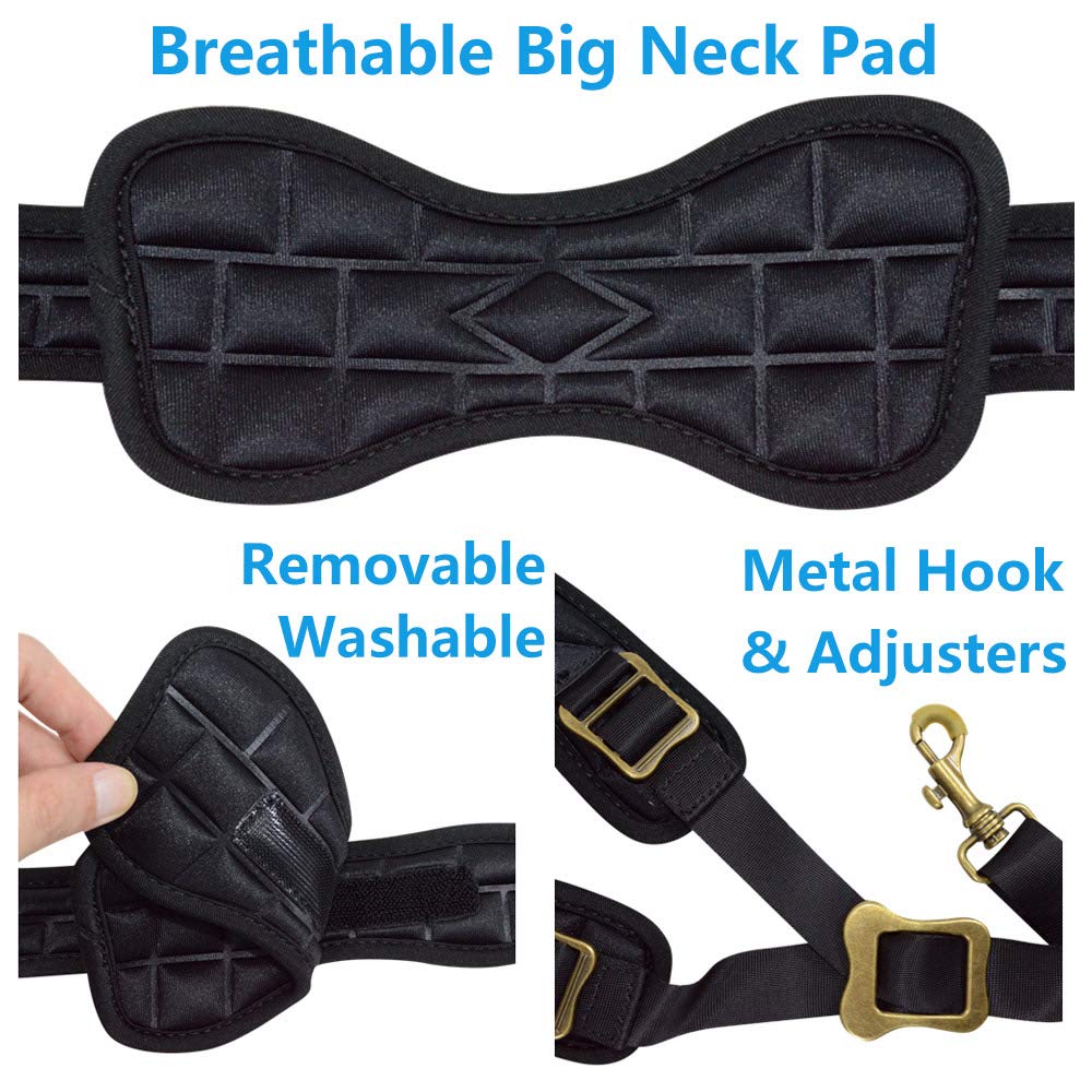adorence Padded Saxophone Neck Strap - Comfortable Sax Strap with Breathable, Removable & Washable Neck Strap Cushion - H04 Black Darkblack - Image 3