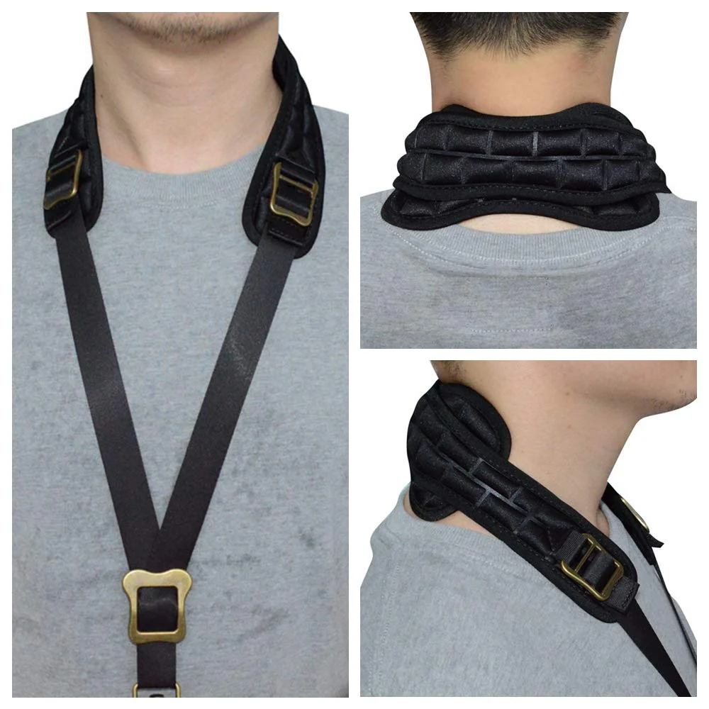 adorence Padded Saxophone Neck Strap - Comfortable Sax Strap with Breathable, Removable & Washable Neck Strap Cushion - H04 Black Darkblack - Image 4