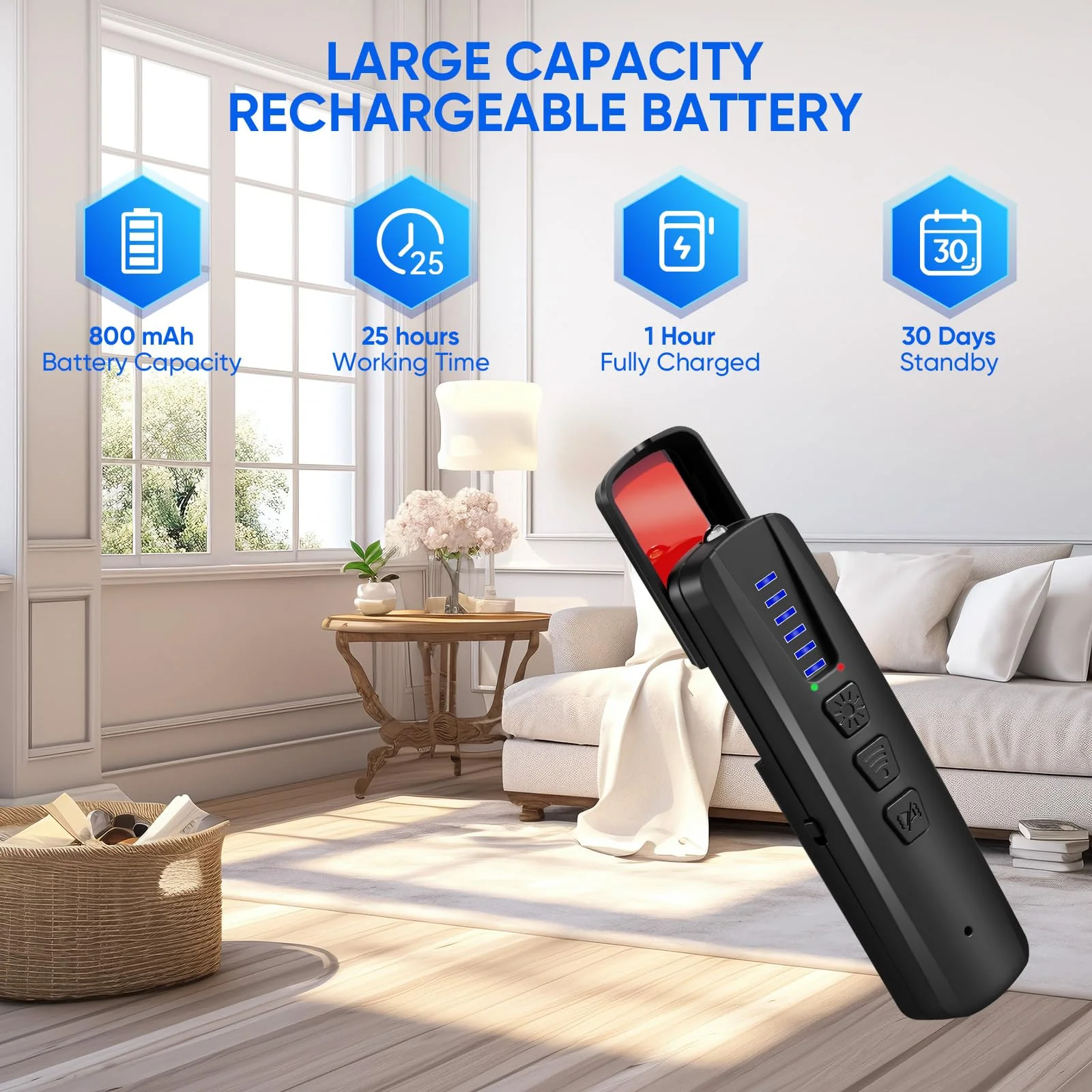 AI Hidden Camera Detector, Anti-Spy Camera Finder RF Signal & WiFi Scanner Hidden Devices Detector for GPS Trackers, 4 Modes for Hotel, Bathroom, Office, Car Travel Security (Black) Black - Image 4