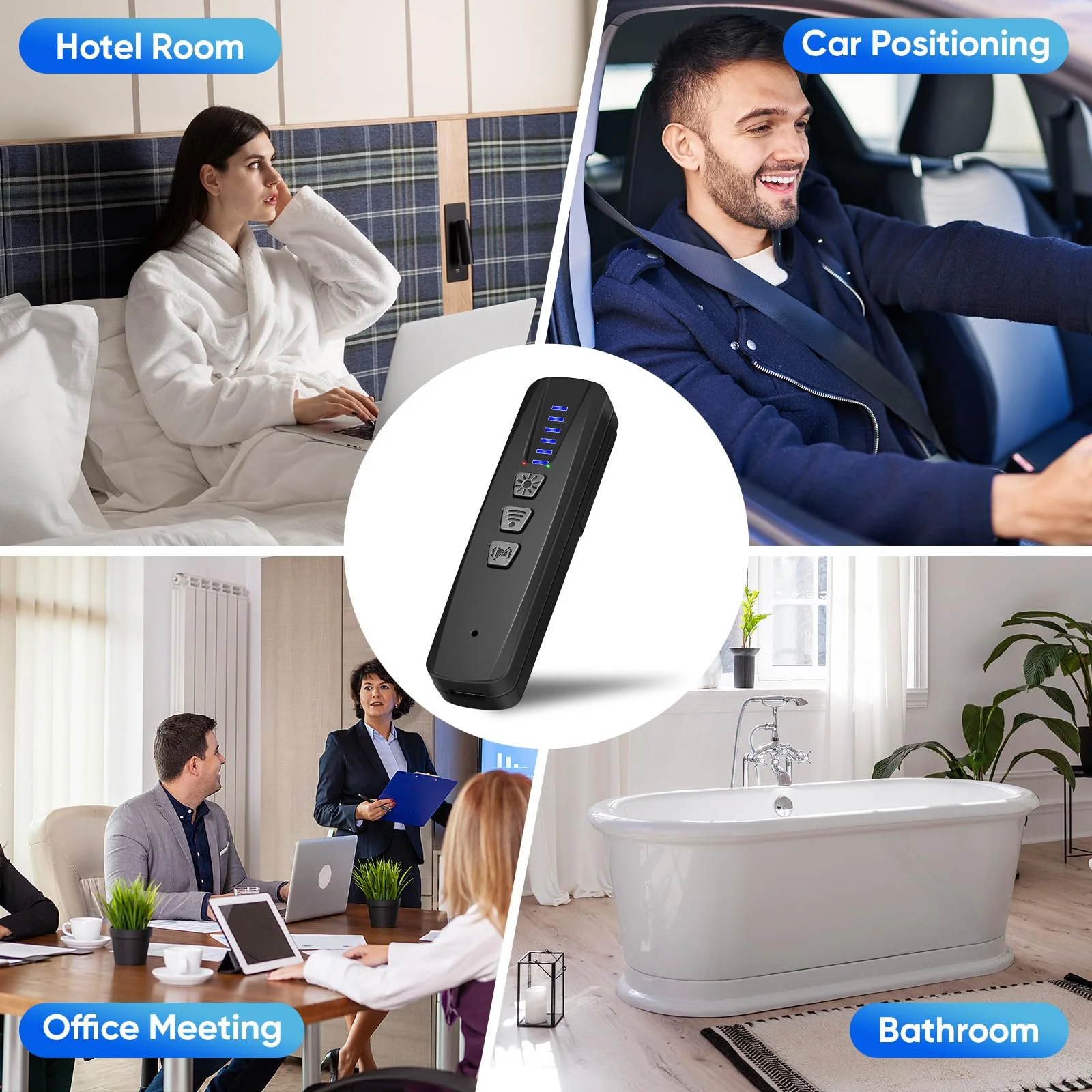 AI Hidden Camera Detector, Anti-Spy Camera Finder RF Signal & WiFi Scanner Hidden Devices Detector for GPS Trackers, 4 Modes for Hotel, Bathroom, Office, Car Travel Security (Black) Black - Image 7
