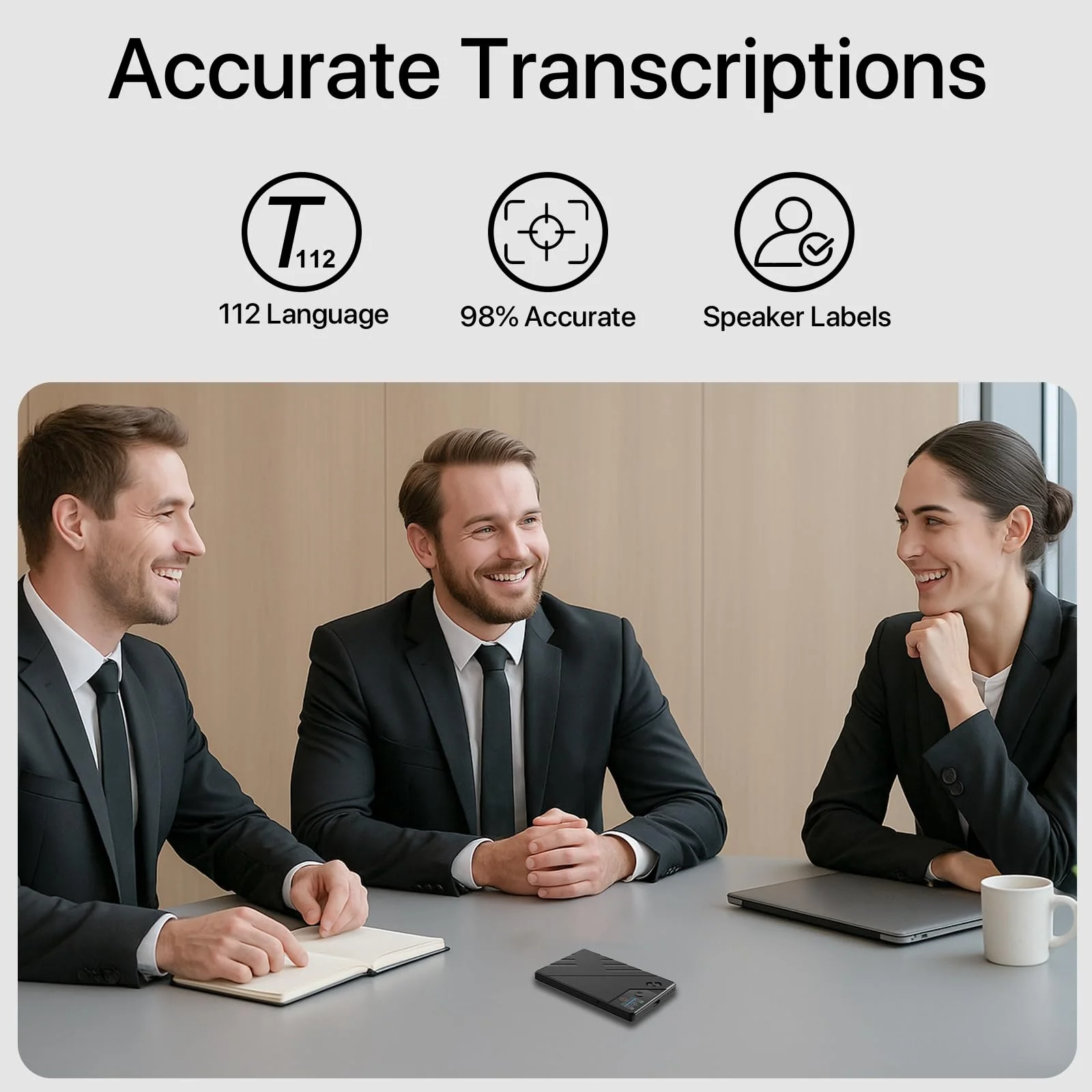 Ai Voice Recorder, Note Voice to Text Recorder W/Magnetic Case, App Control, Transcribe & Summarize with by Chatgpt, Support 112 Languages, 64GB Memory, Audio Recorder for Lectures, Meetings, Calls black - Image 3