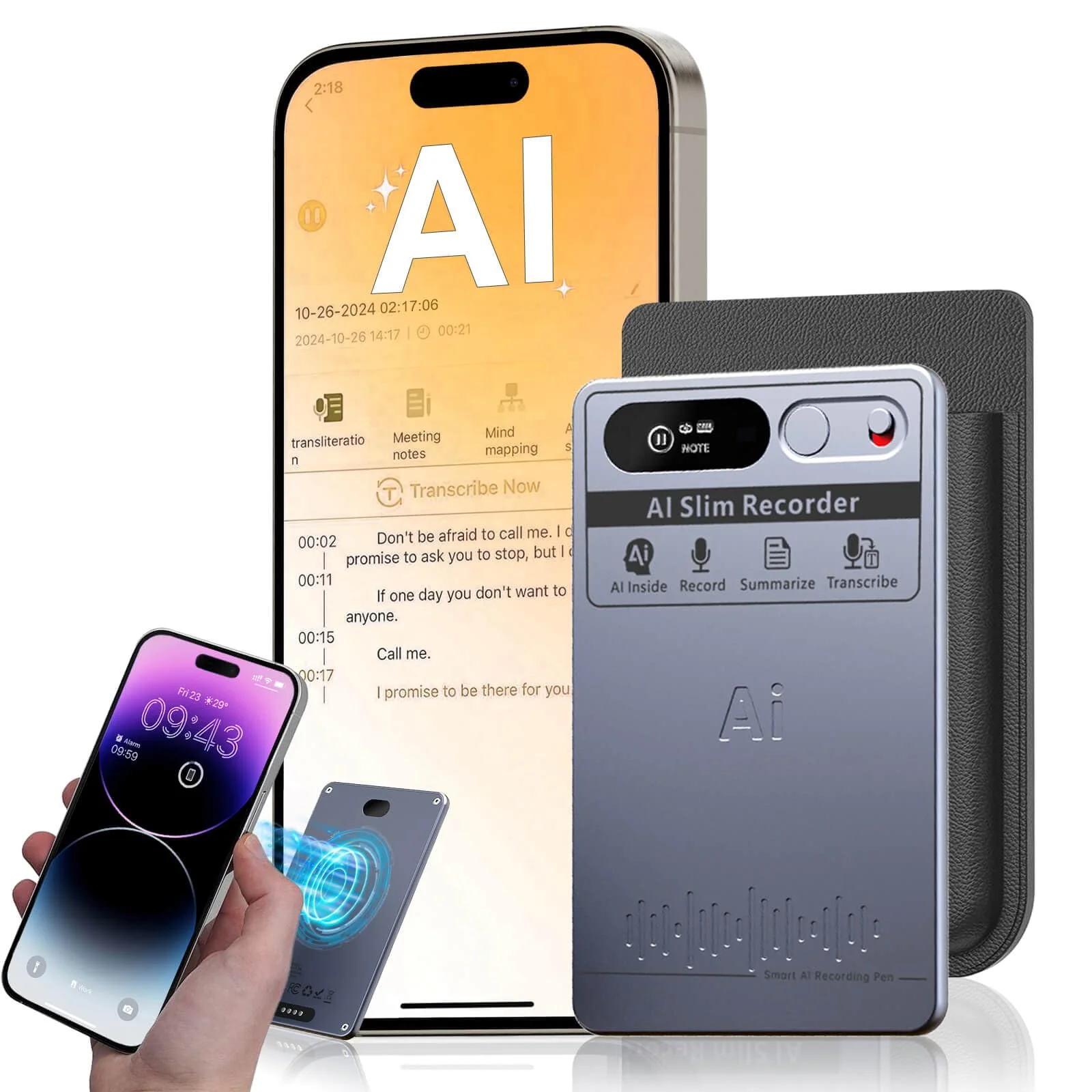 AI Voice Recorder with App Control, Advanced AI Transcribe & Summarize with 64GB Memory, Note Voice Recorder, Audio Recorder for Meetings, Lectures, Interviews, Supports 118 Languages, Grey