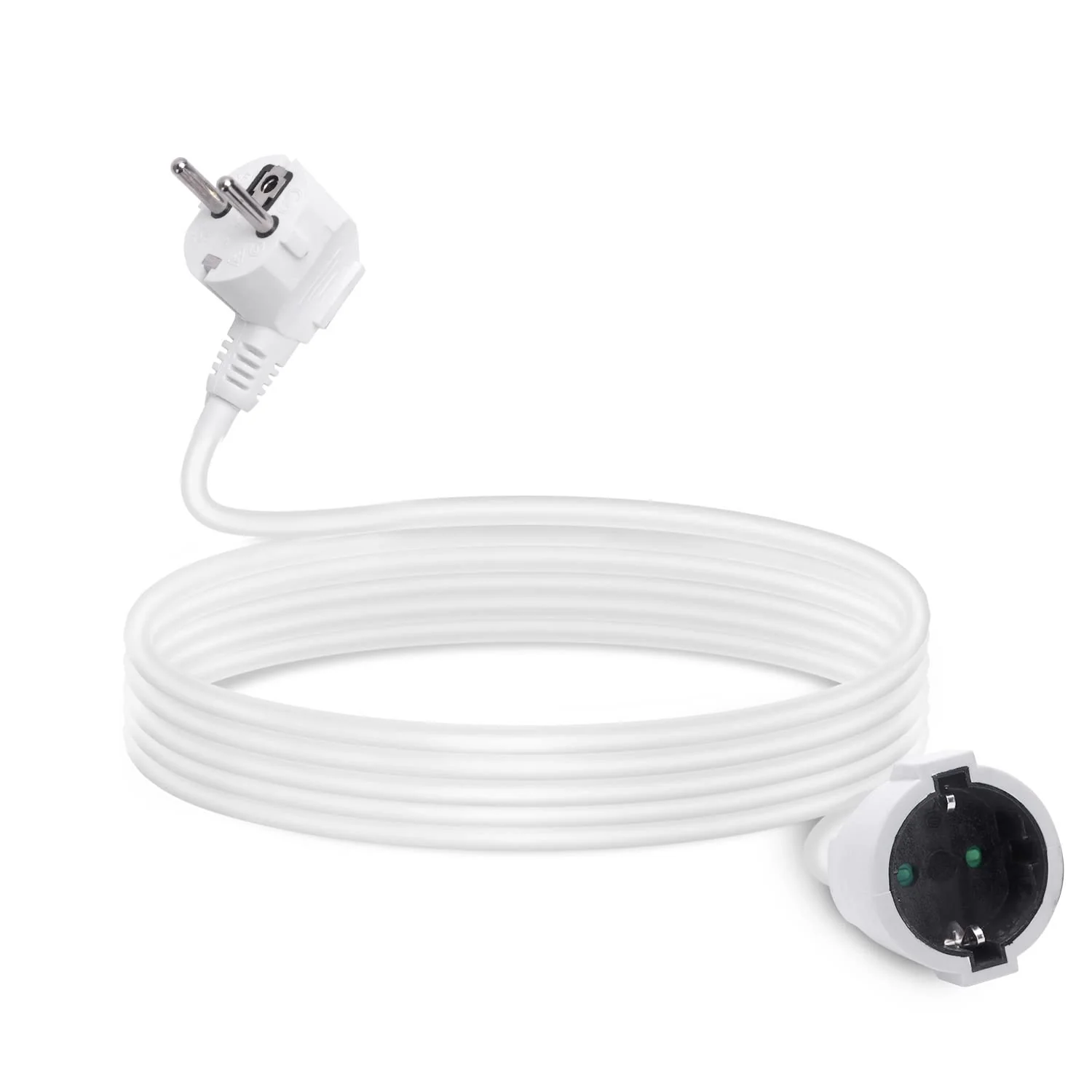 Aigostar Extension Cable 5 m Cable Extensions with Protective Contact Plug Schuko Extension 16 A/250 V White 3g1.5mm²-1 Pcs 5m