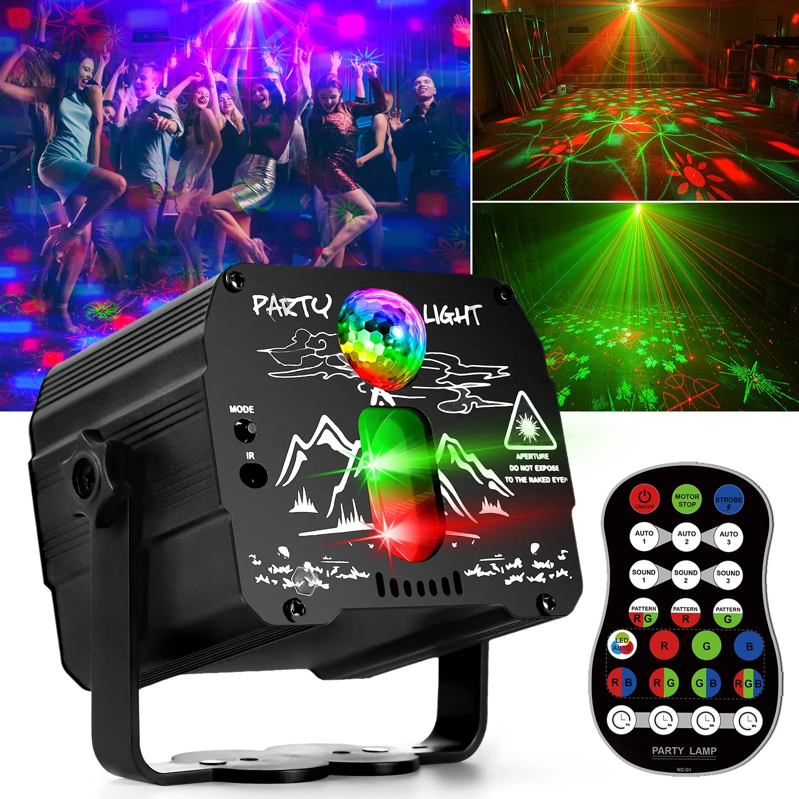 Aimeizi Laser Lights for Party, Disco Ball DJ Lights - Sound Activated Strobe Light, RGB Backgrounds Light for Glow Party Rave, Party Rave Light for Halloween Birthday Club Christmas Xmas Lights