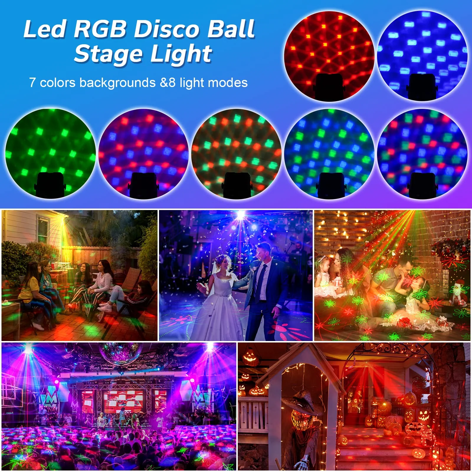 Aimeizi Laser Lights for Party, Disco Ball DJ Lights - Sound Activated Strobe Light, RGB Backgrounds Light for Glow Party Rave, Party Rave Light for Halloween Birthday Club Christmas Xmas Lights - Image 3